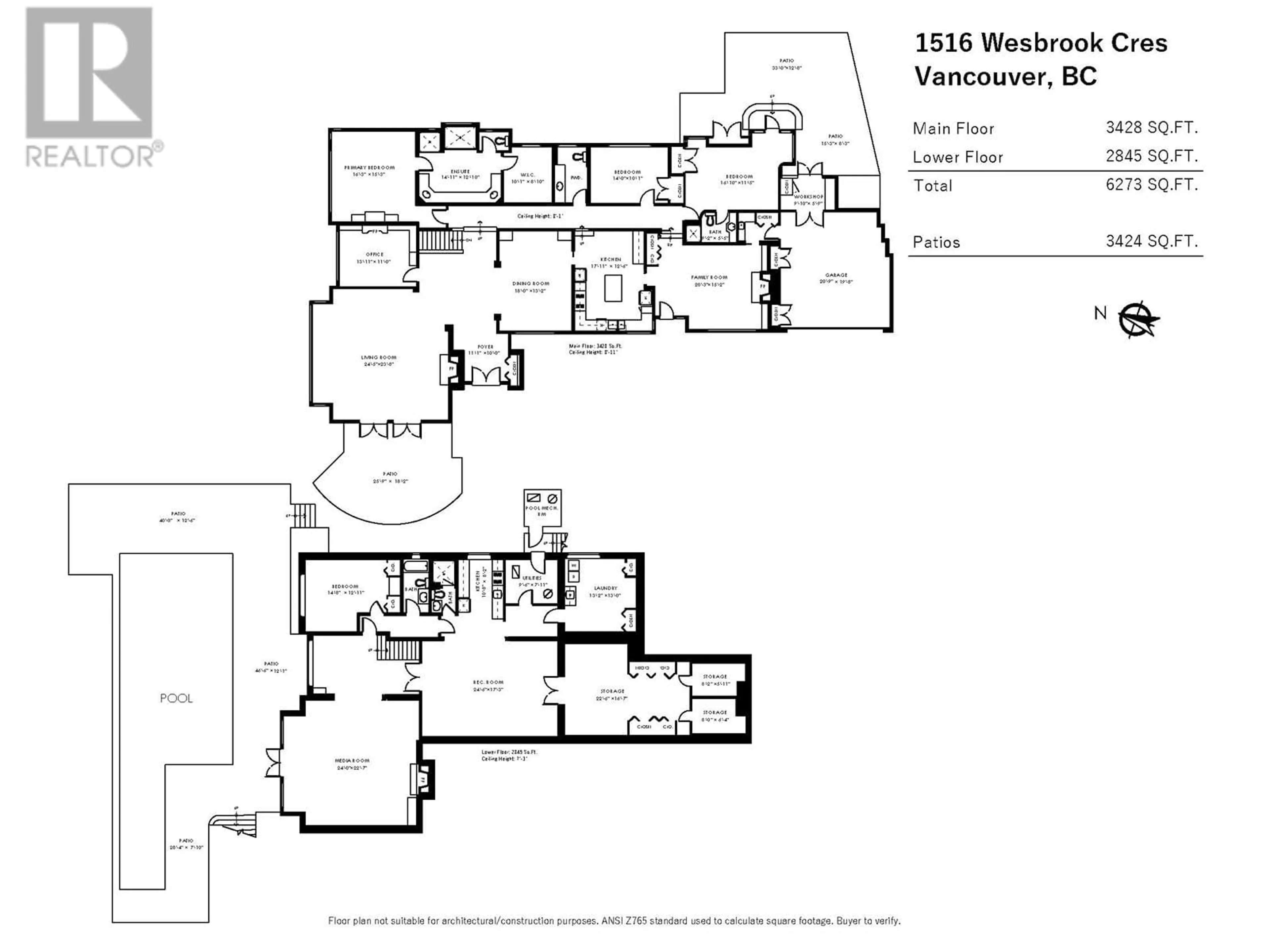 Floor plan for 1516 WESBROOK CRESCENT, Vancouver British Columbia V6T1V8