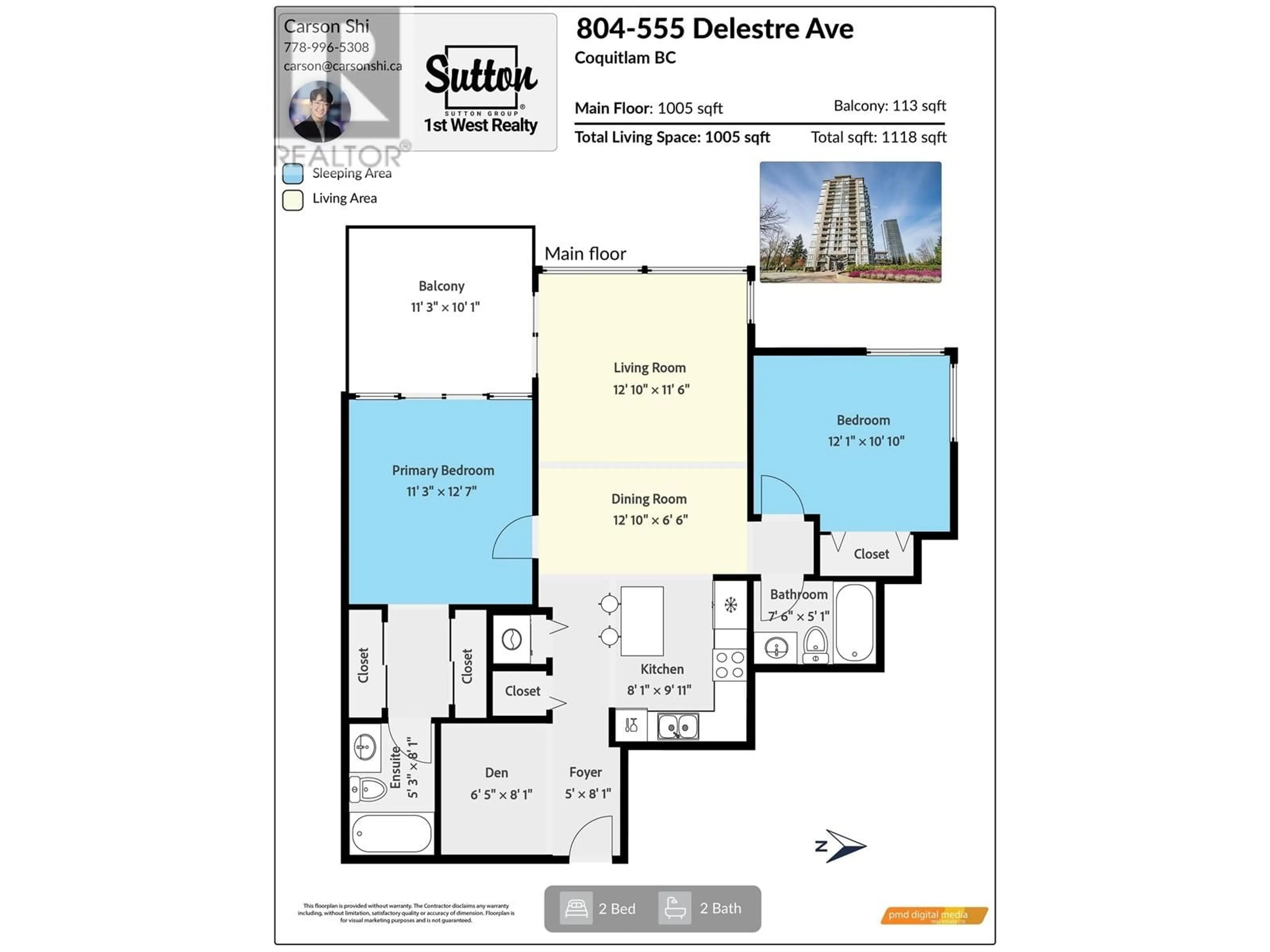 Floor plan for 804 - 555 DELESTRE AVENUE, Coquitlam British Columbia V3K0A9