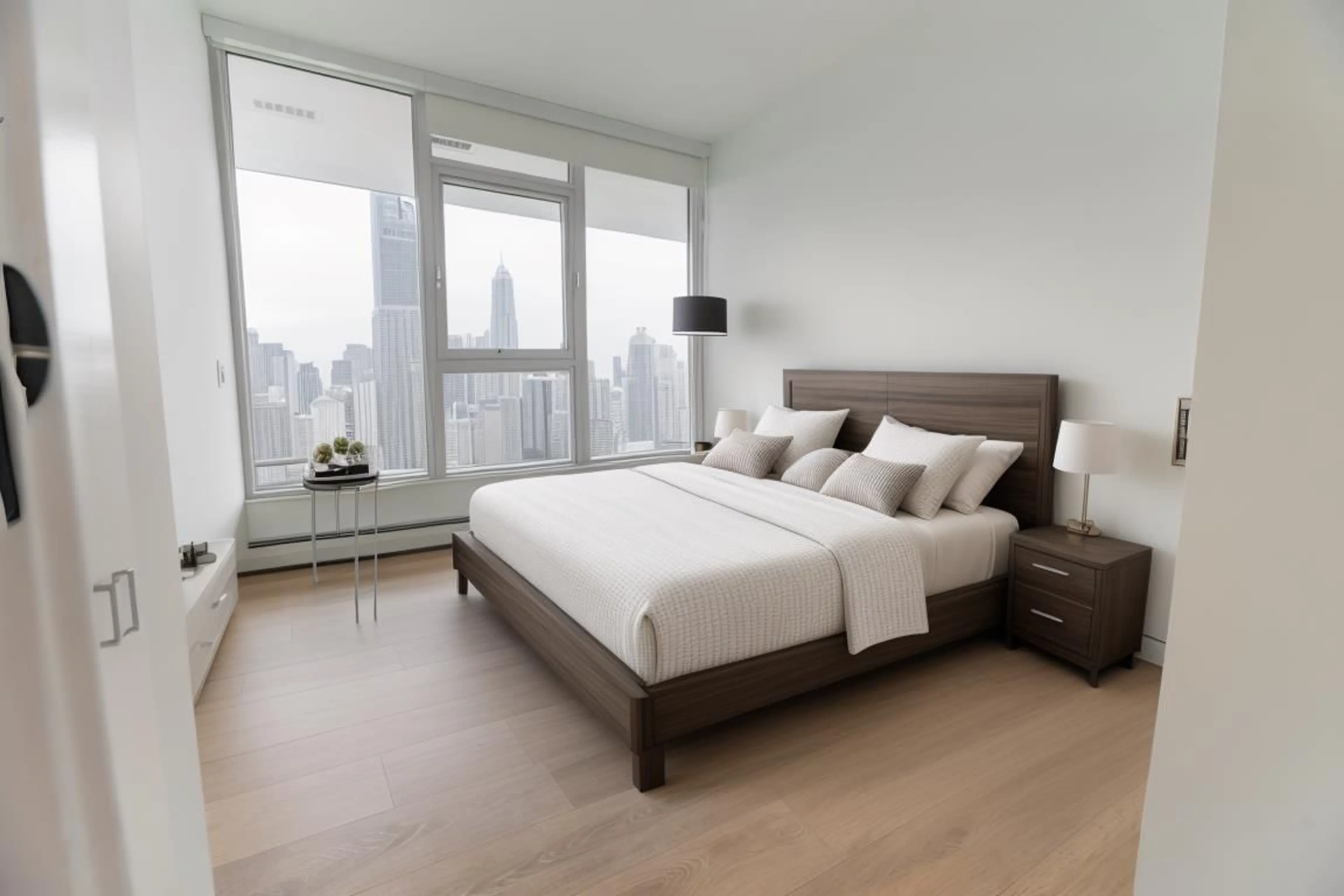 Bedroom with bed, wood/laminate floor for 1102 - 13685 102, Surrey British Columbia V3T1N7