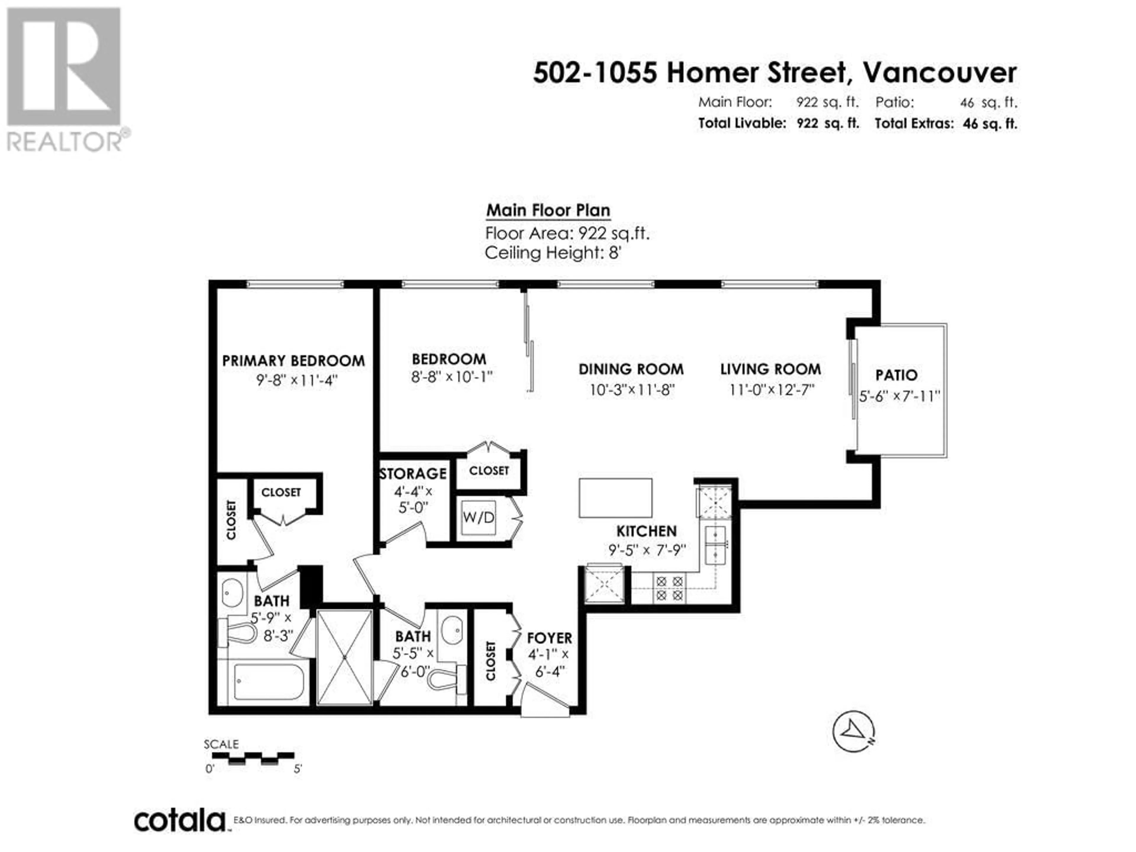 Floor plan for 502 - 1055 HOMER STREET, Vancouver British Columbia V6B1G3