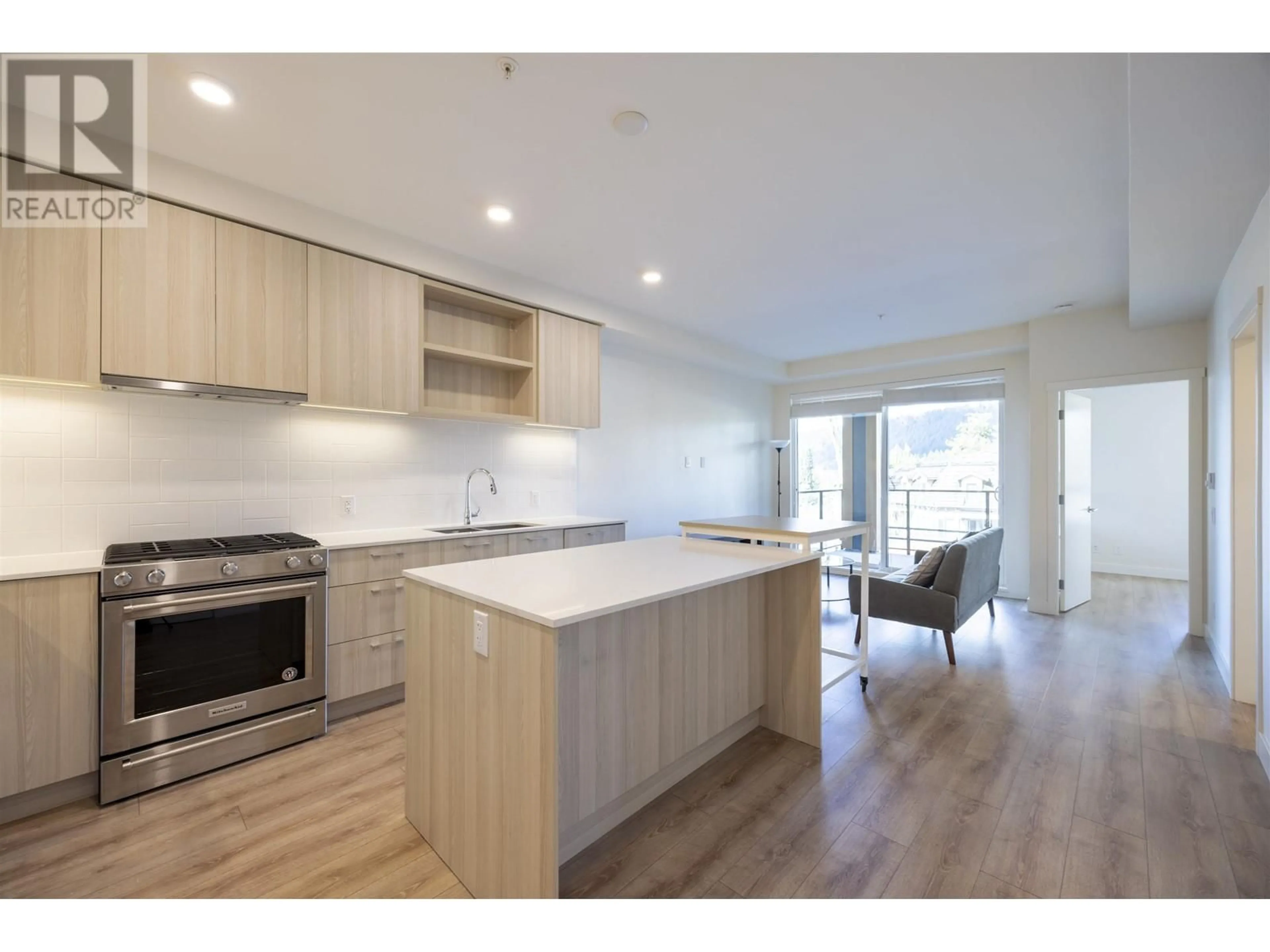 Open concept kitchen, wood/laminate floor for 213 - 721 ANSKAR CRESCENT, Coquitlam British Columbia V3J0L4