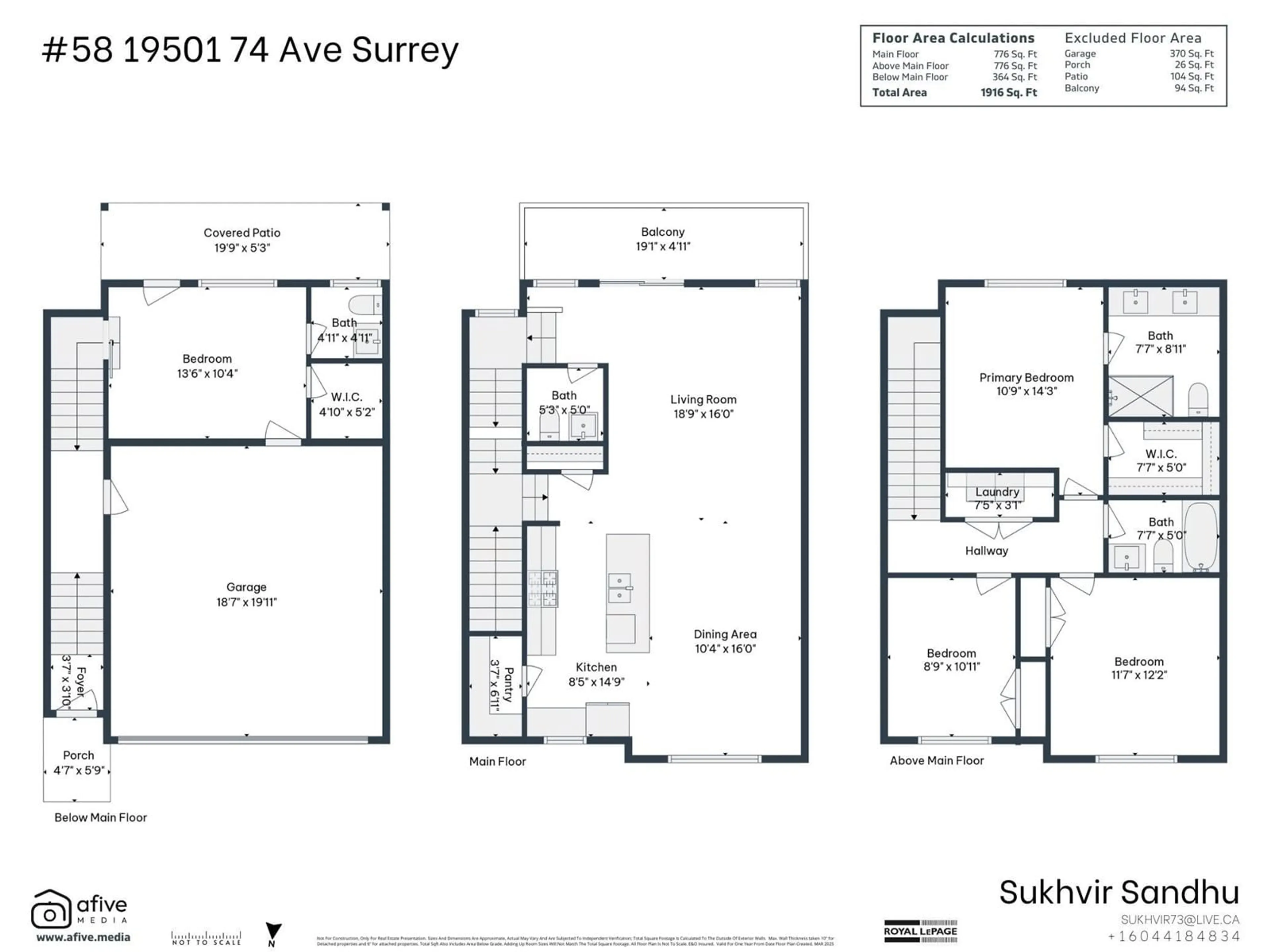 Floor plan for 58 - 19501 74, Surrey British Columbia V4N6V7