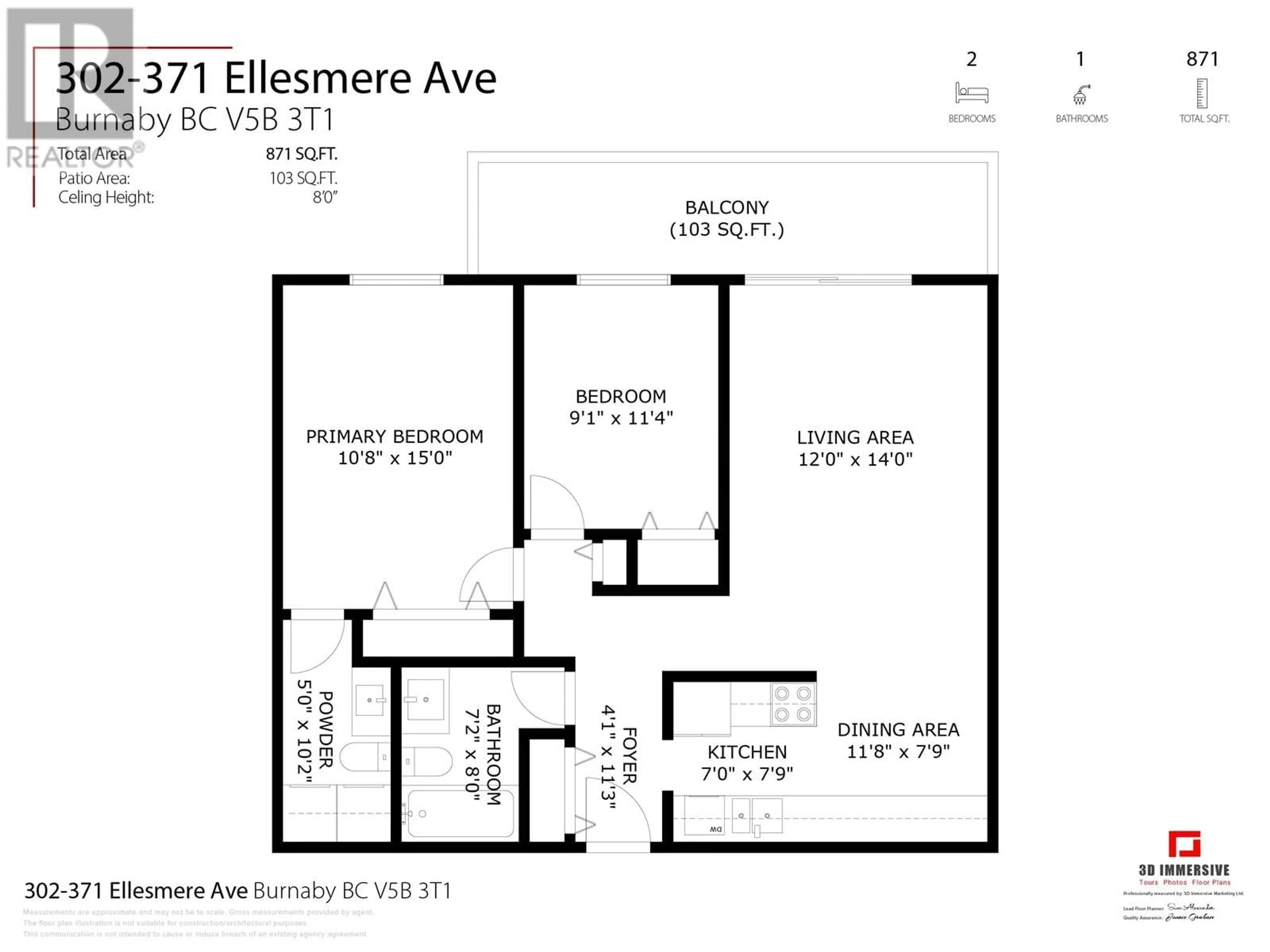 Floor plan for 302 - 371 ELLESMERE AVENUE, Burnaby British Columbia V5B3T1