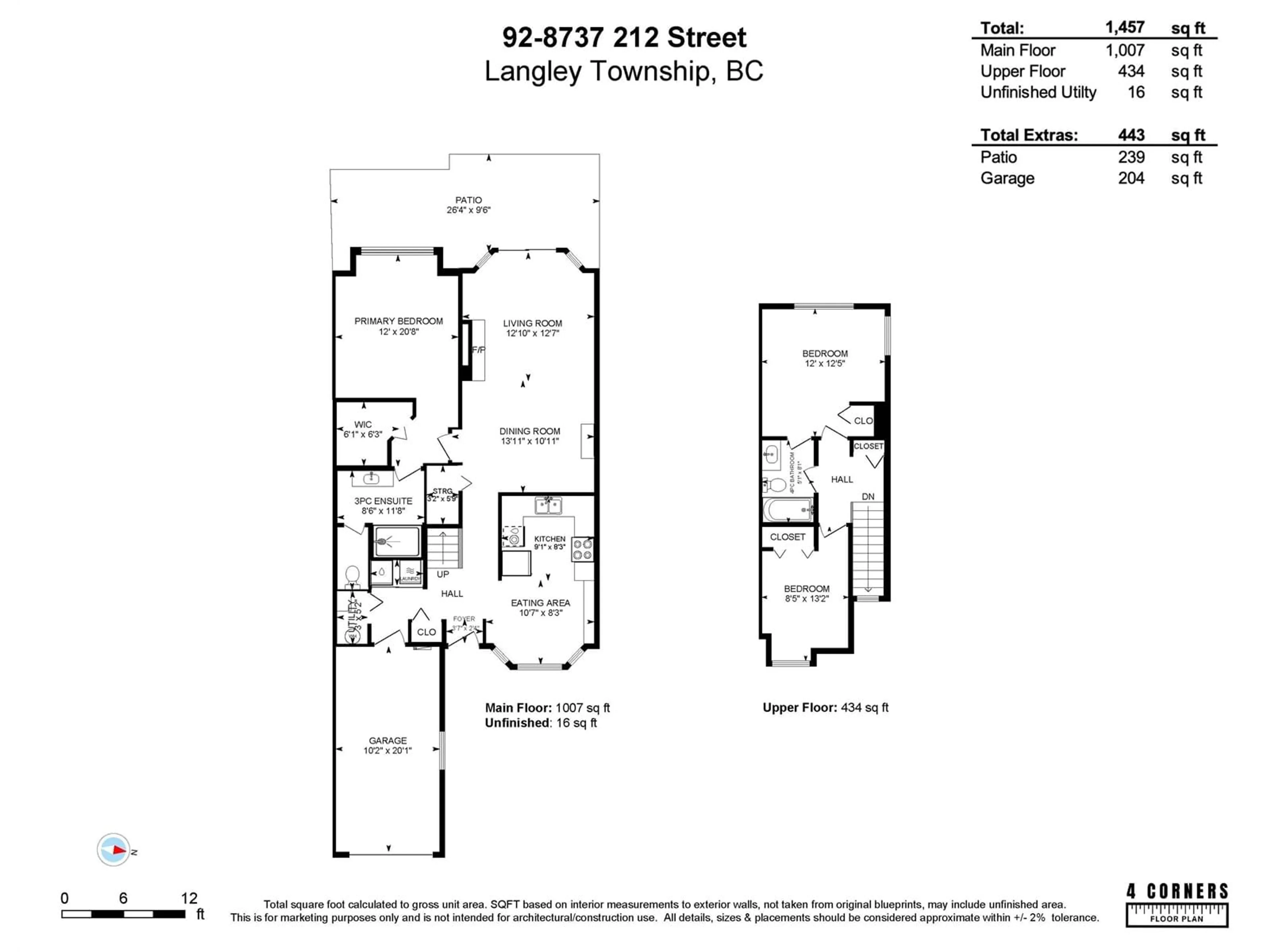 Floor plan for 92 - 8737 212, Langley British Columbia V1M2C8