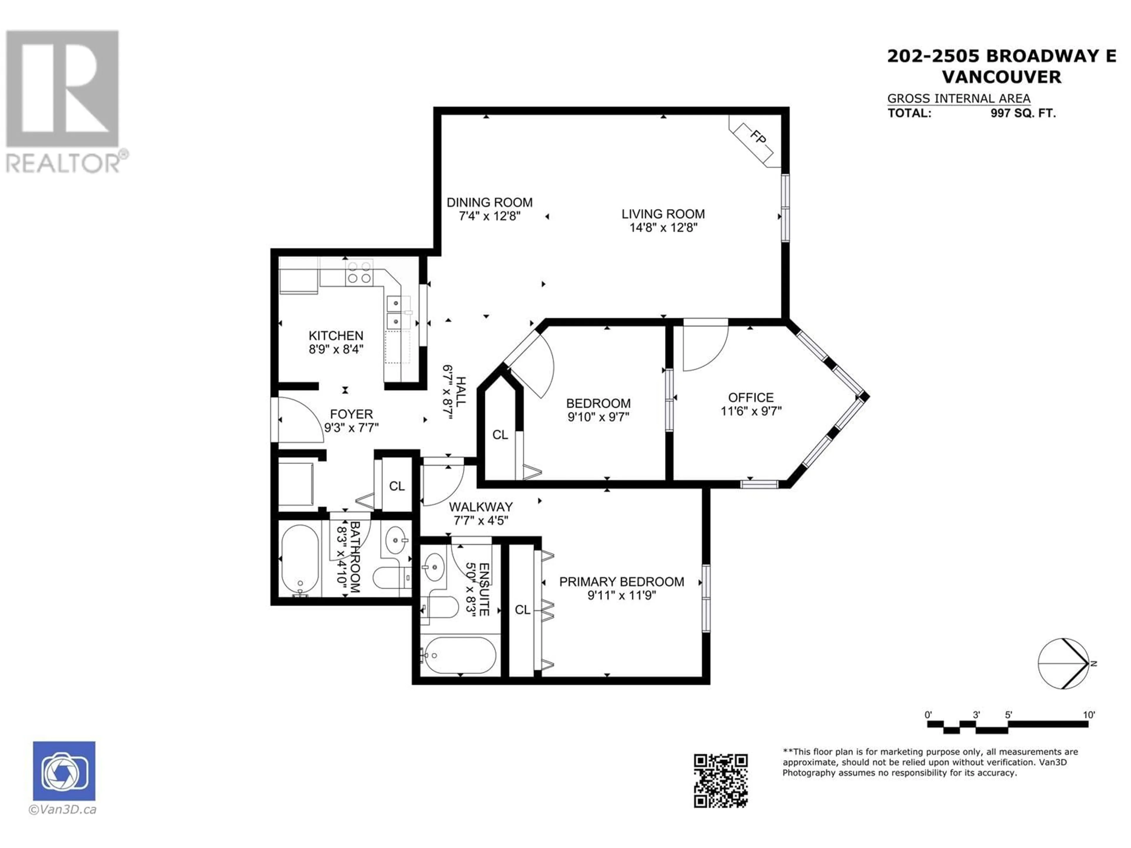 Floor plan for 202 - 2505 BROADWAY AVENUE, Vancouver British Columbia V5M1Y4