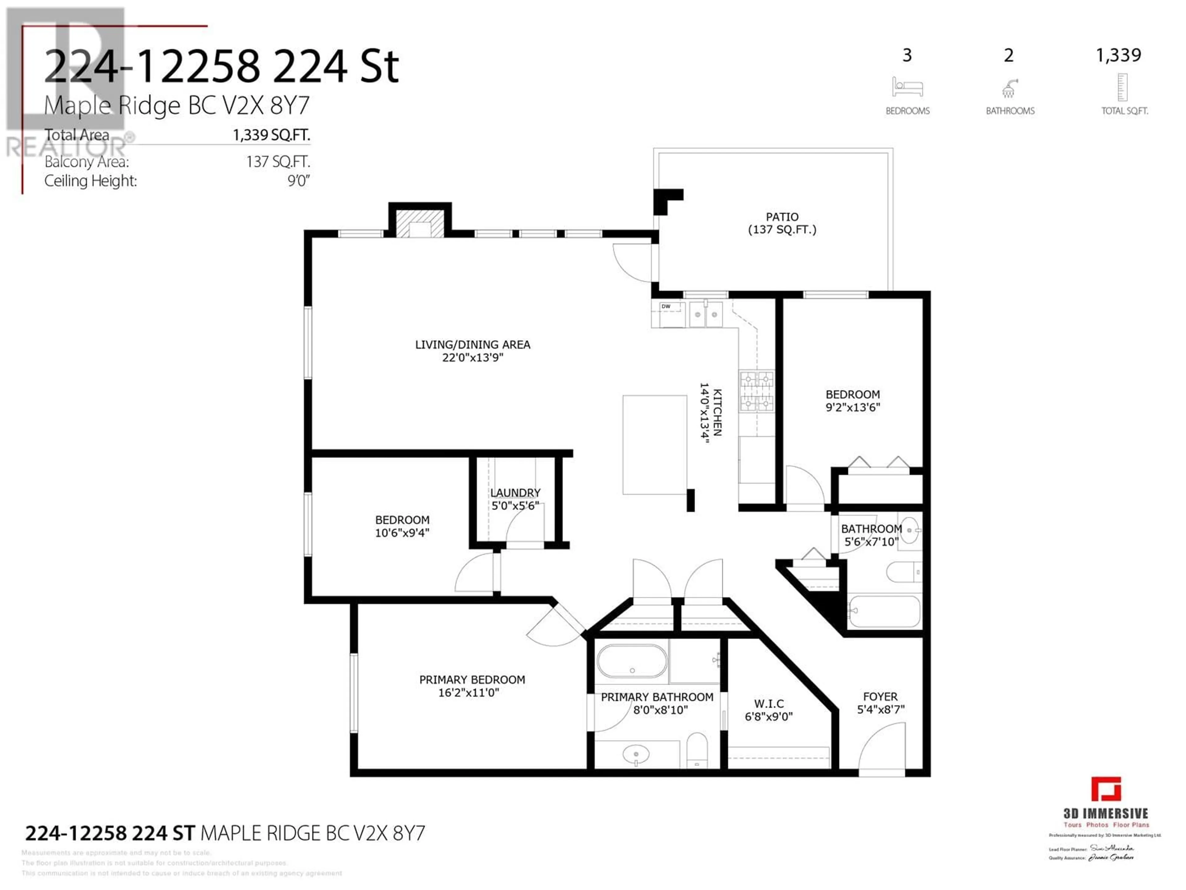 Floor plan for 224 - 12258 224TH STREET, Maple Ridge British Columbia V2X8Y7