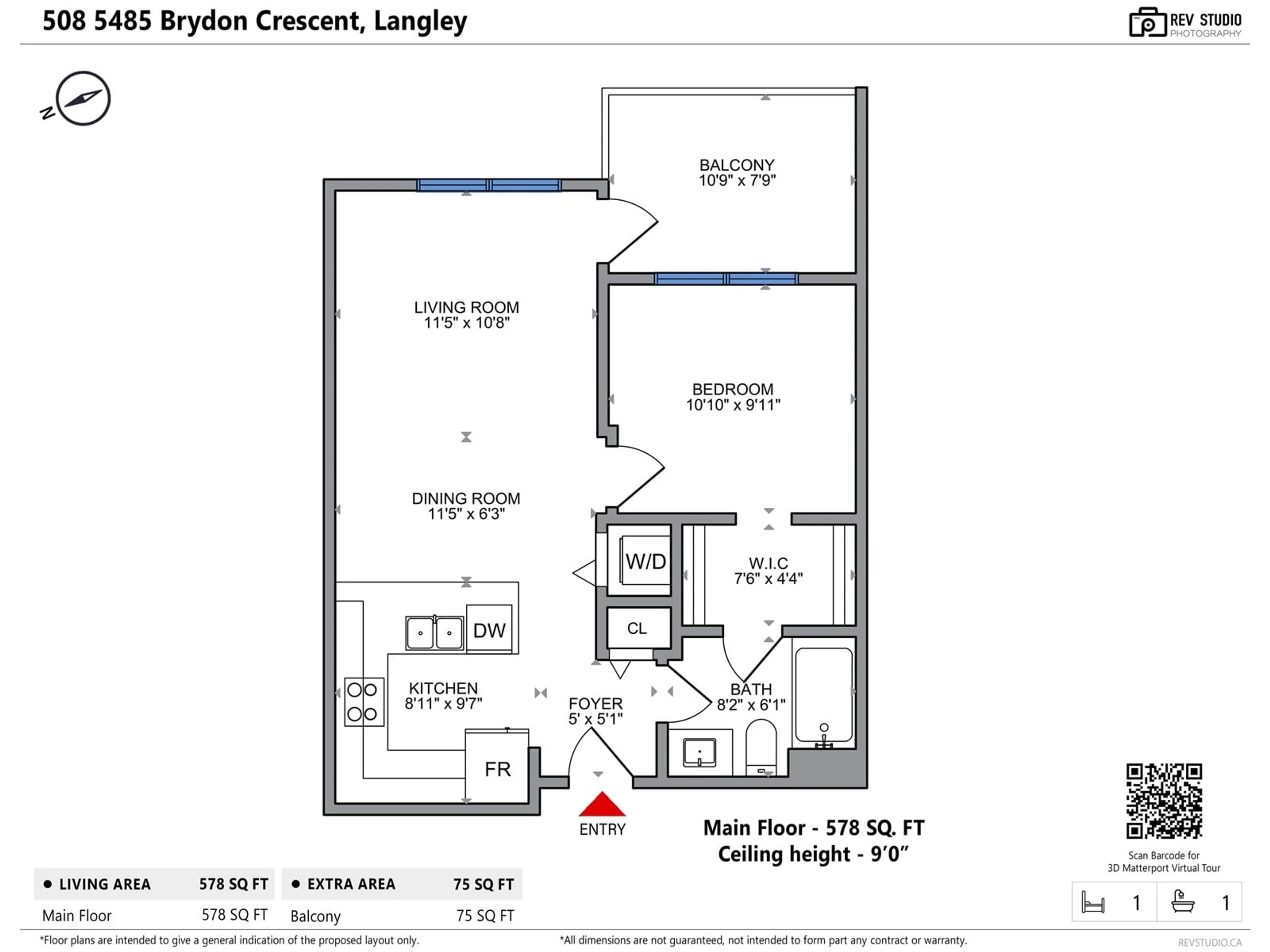 Floor plan for 508 - 5485 BRYDON, Langley British Columbia V3A0N5