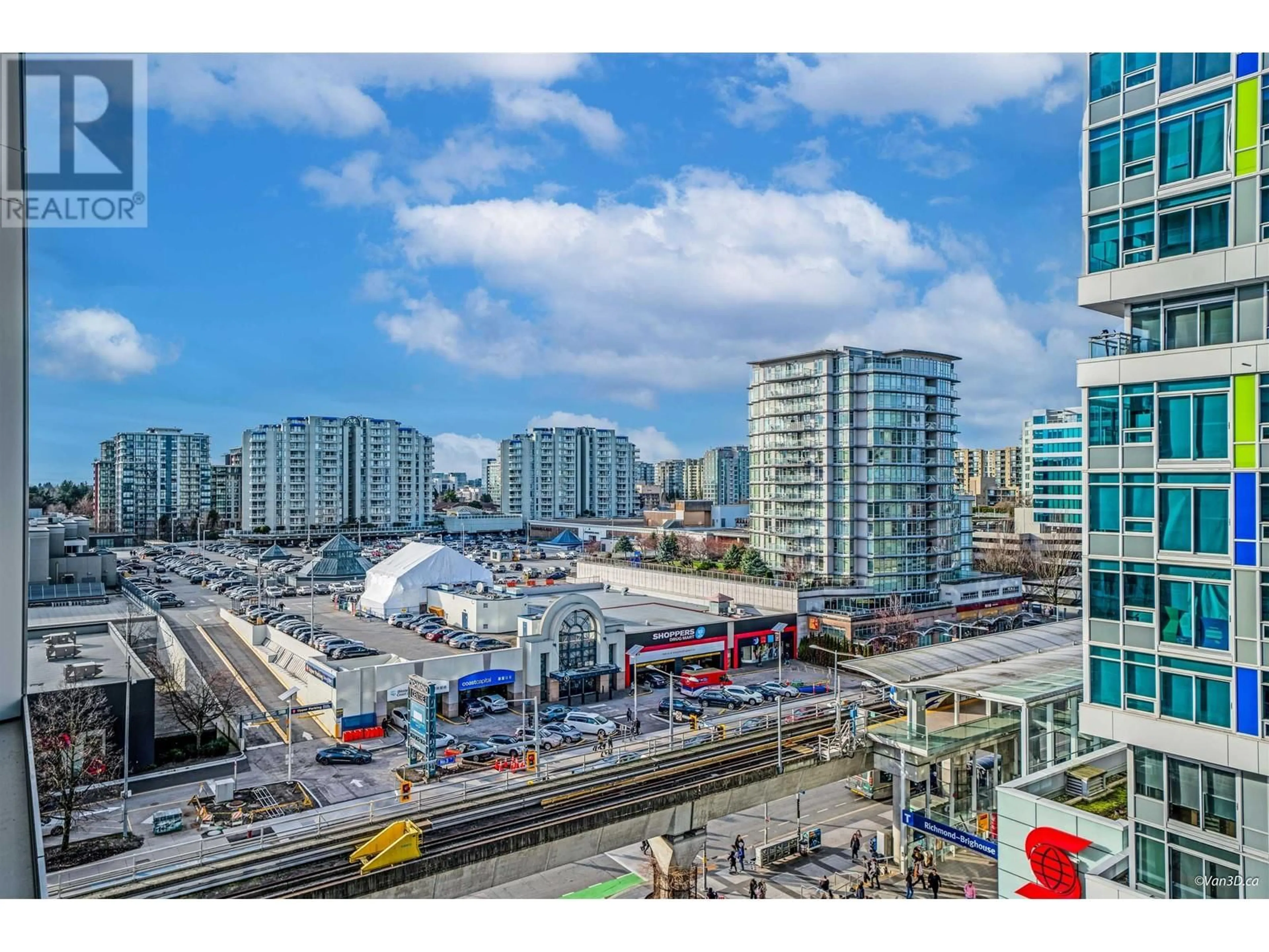 A pic from outside/outdoor area/front of a property/back of a property/a pic from drone, city buildings view from balcony for 901 - 6320 NO.3 ROAD, Richmond British Columbia V6Y0L5