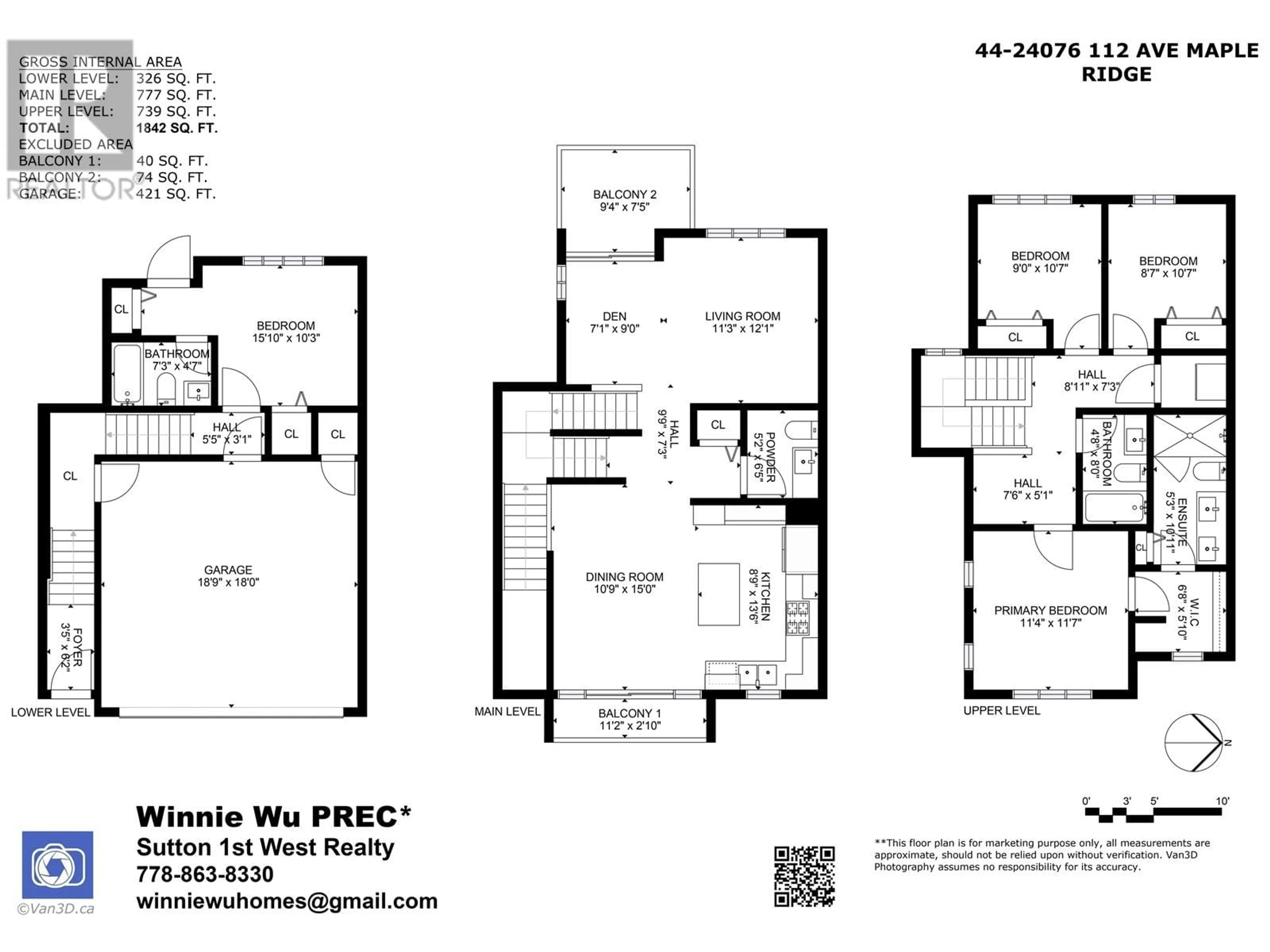 Floor plan for 44 - 24076 112 AVENUE, Maple Ridge British Columbia V2W0K2