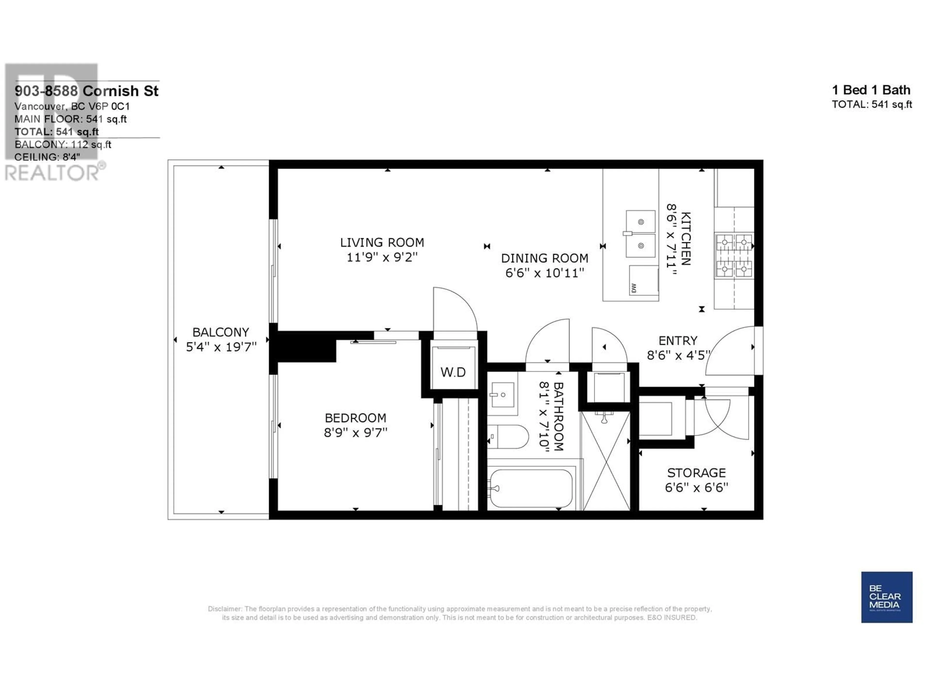 Floor plan for 903 - 8588 CORNISH STREET, Vancouver British Columbia V6P0C1