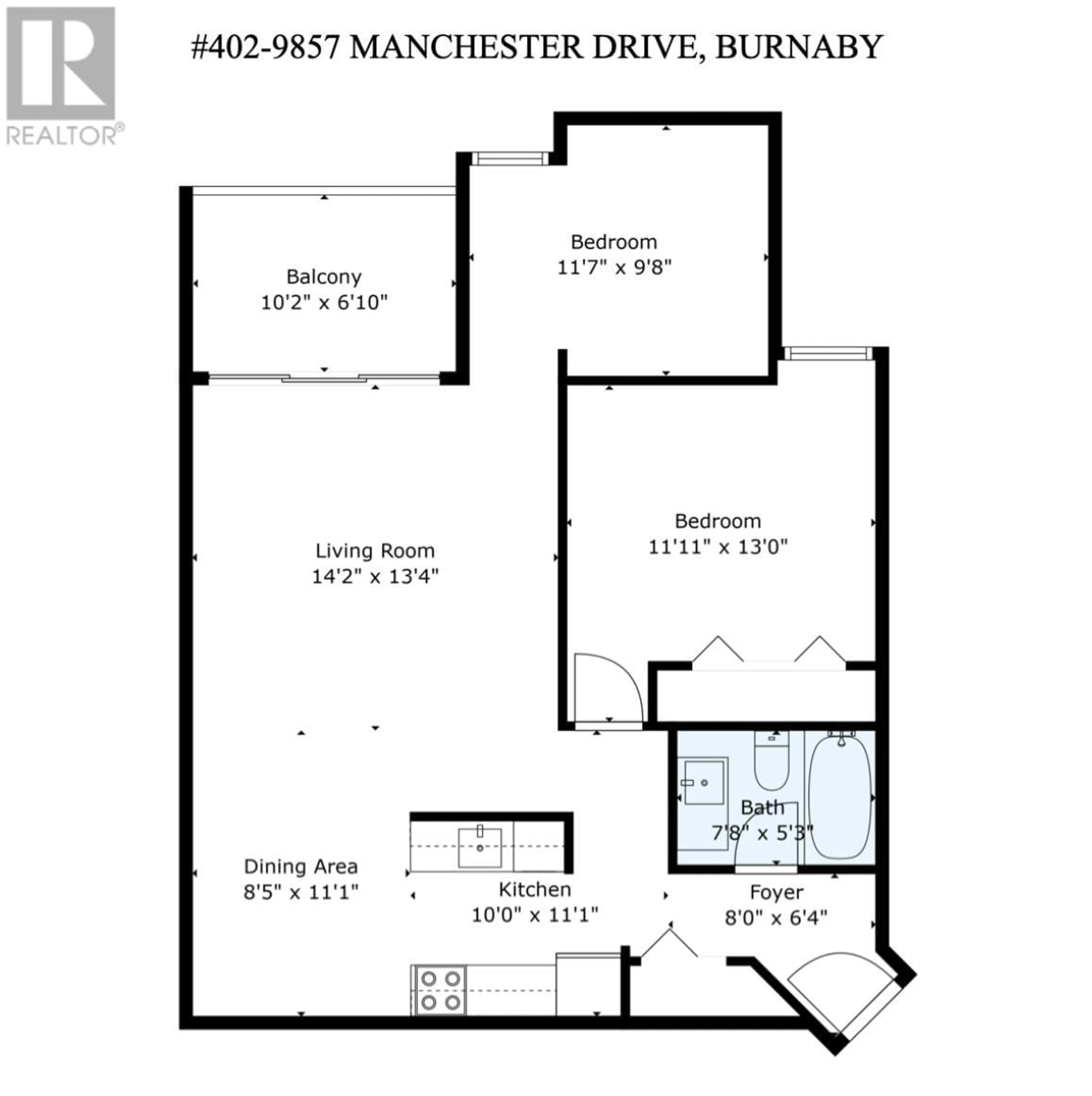 Floor plan for 402 - 9857 MANCHESTER DRIVE, Burnaby British Columbia V3N4P5
