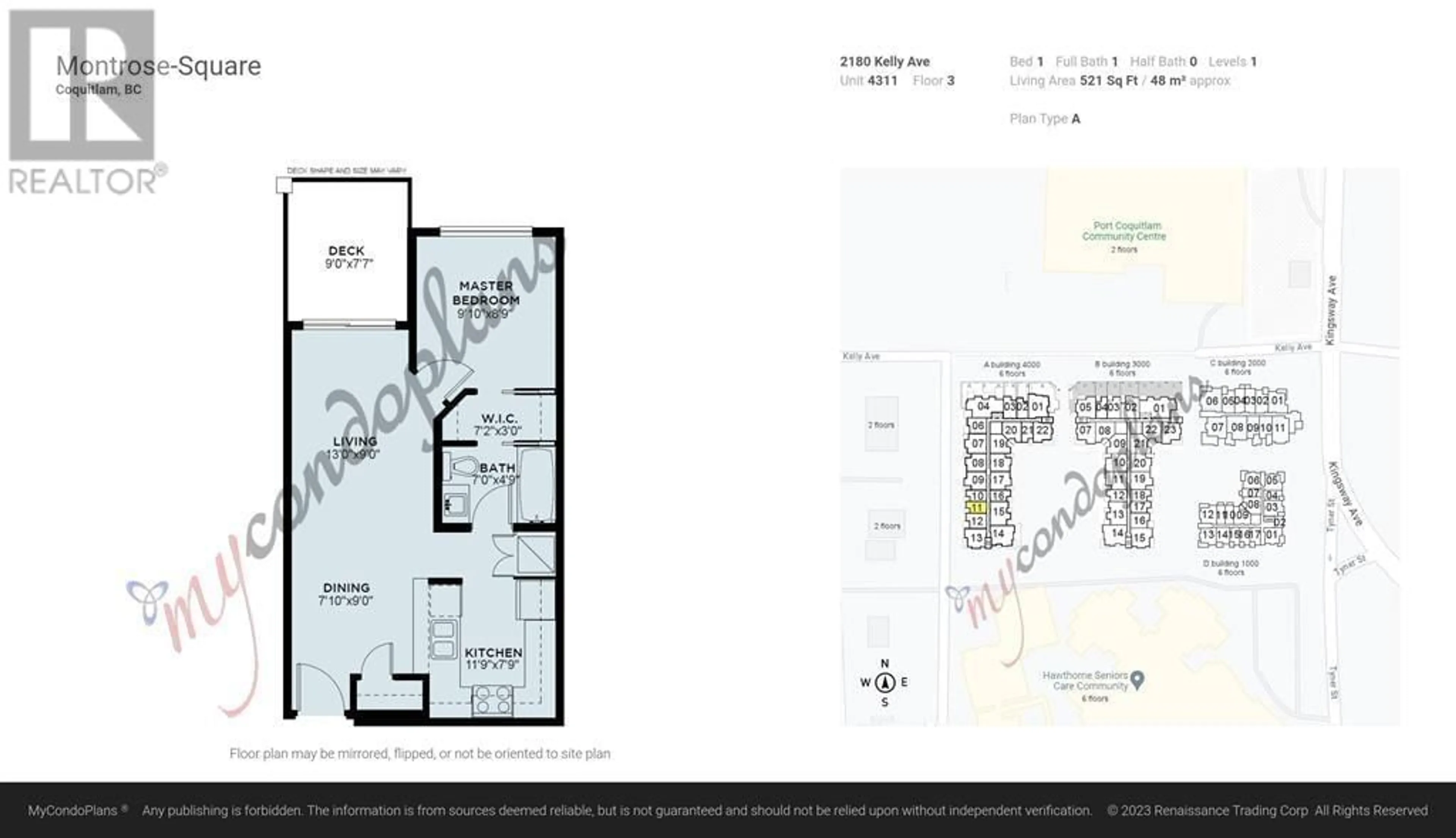 Floor plan for 4311 - 2180 KELLY AVENUE, Port Coquitlam British Columbia V3C0L1