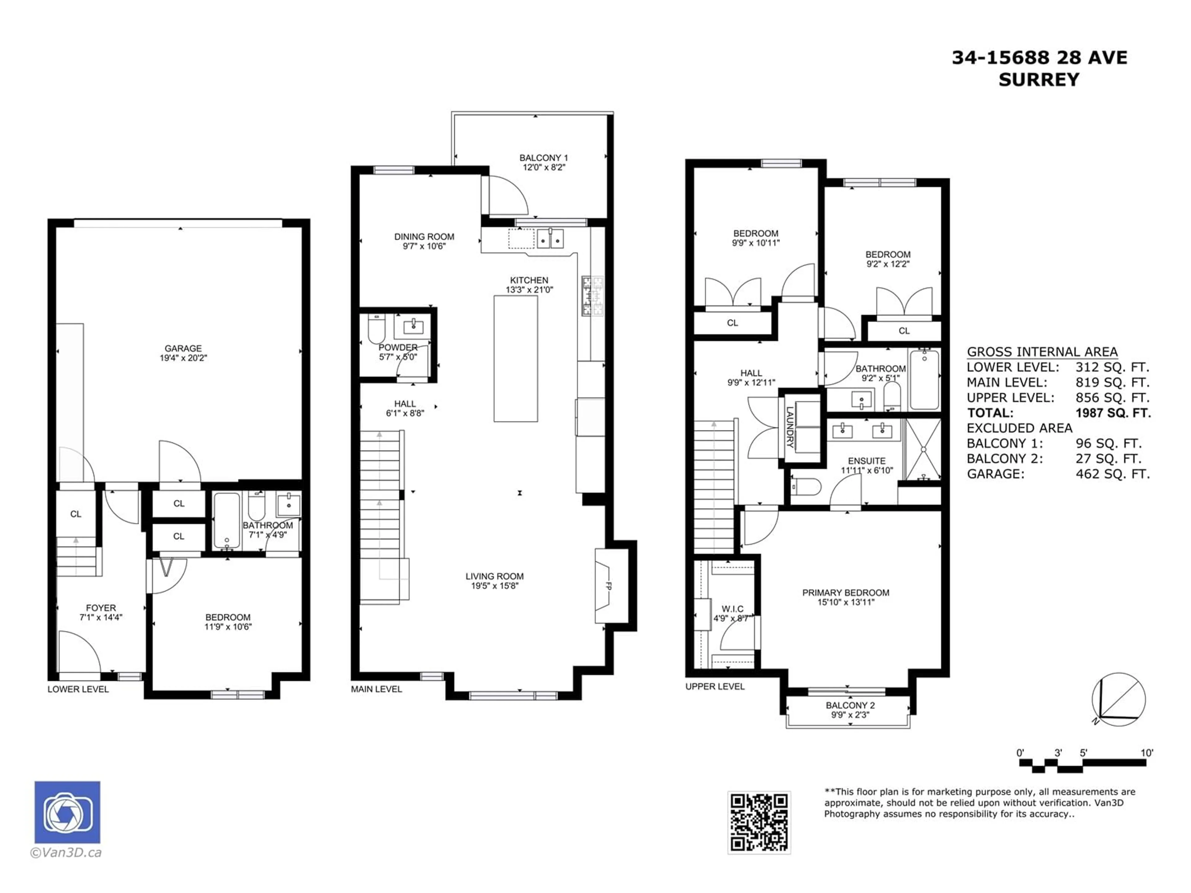 Floor plan for 34 - 15688 28, Surrey British Columbia V3Z0N1