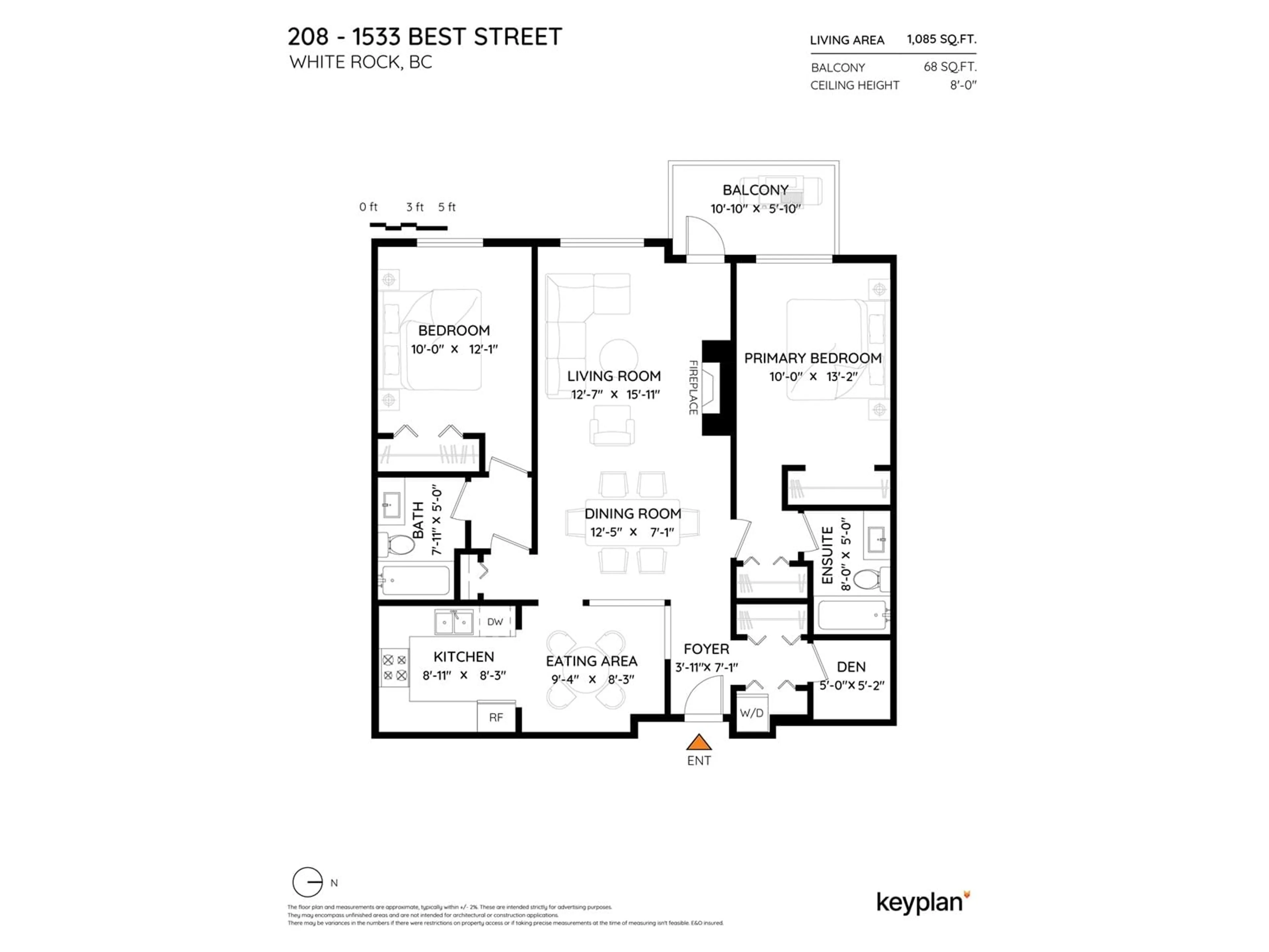 Floor plan for 208 - 1533 BEST, White Rock British Columbia V4B4E9