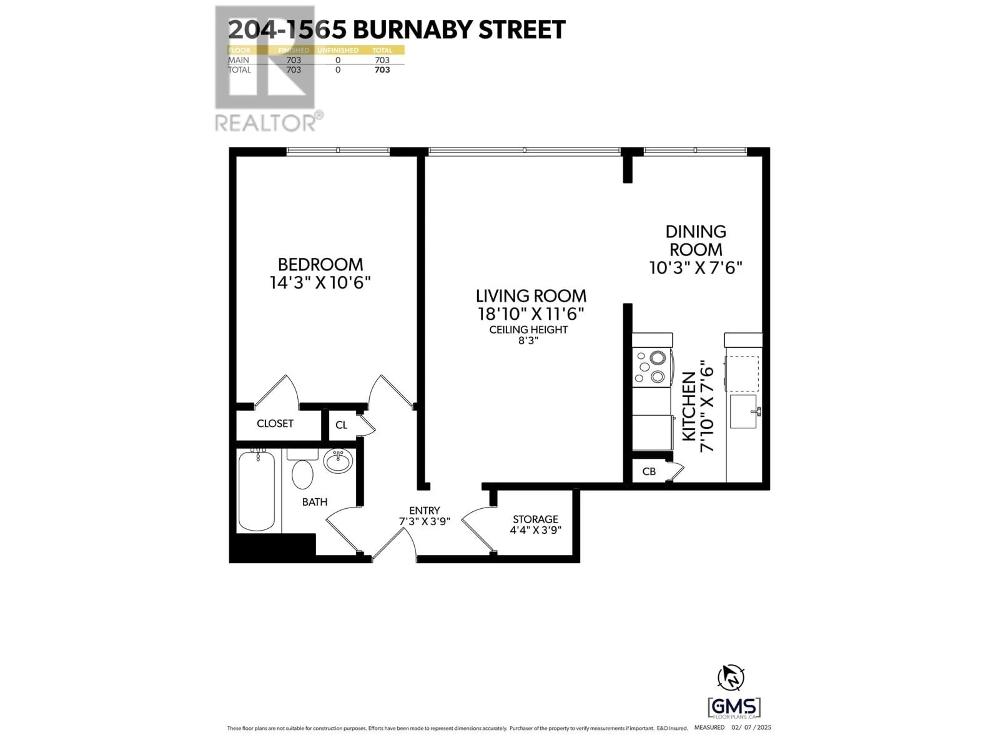 Floor plan for 204 - 1565 BURNABY STREET, Vancouver British Columbia V6G1X1