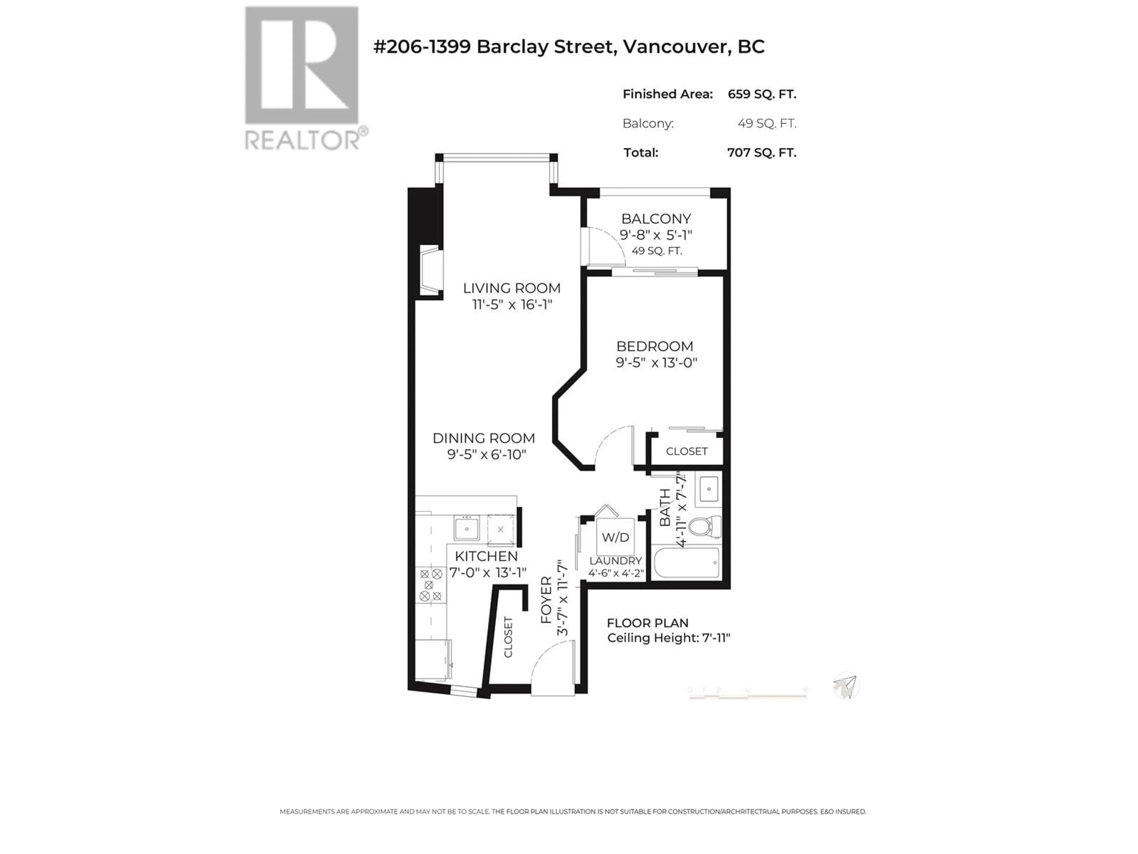 Floor plan for 206 - 1399 BARCLAY STREET, Vancouver British Columbia V6E1H6