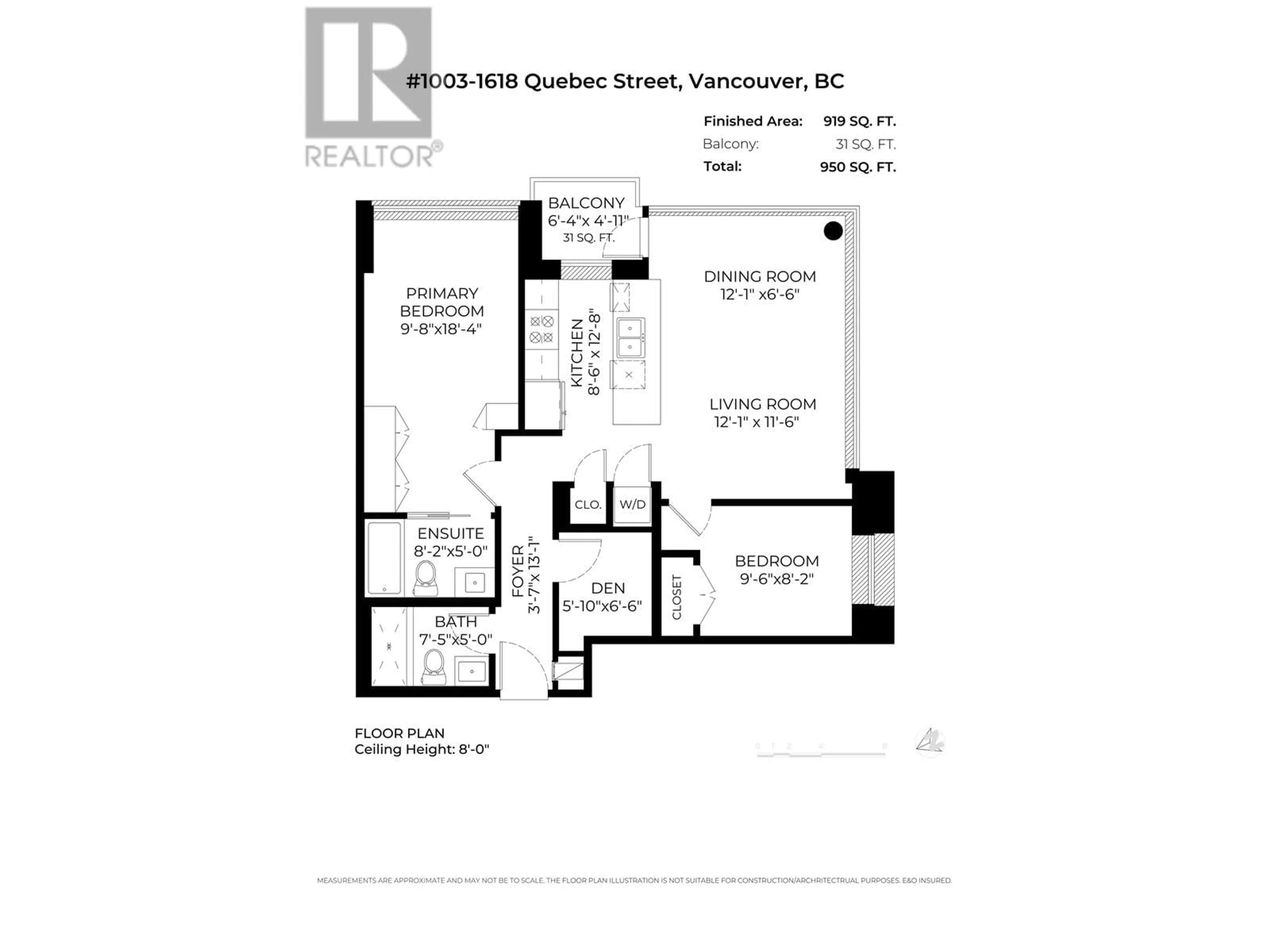 Floor plan for 1003 - 1618 QUEBEC STREET, Vancouver British Columbia V6A0C5