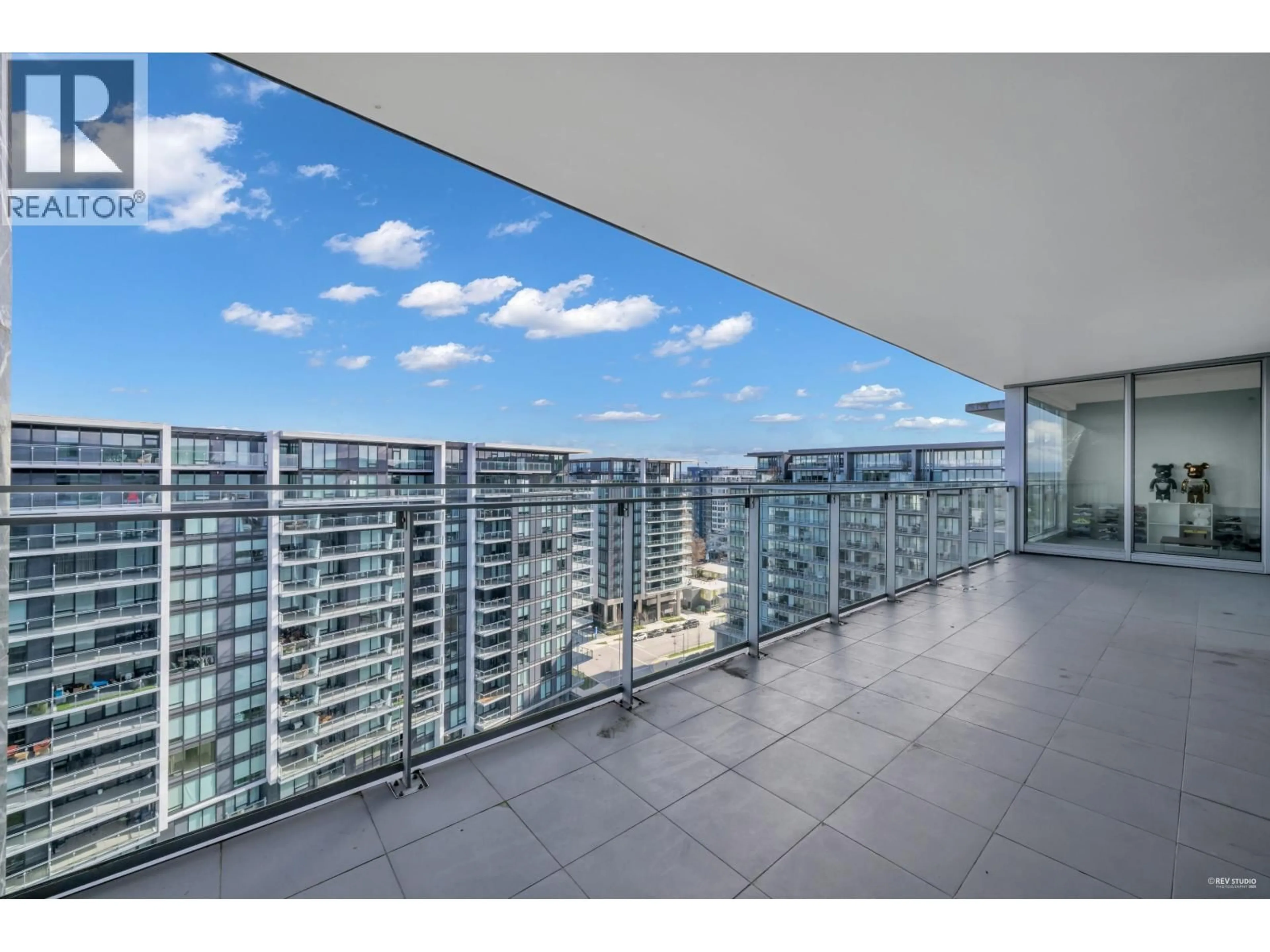 Balcony in the apartment, city buildings view from balcony for 1302 - 6633 PEARSON WAY, Richmond British Columbia V7C0C4