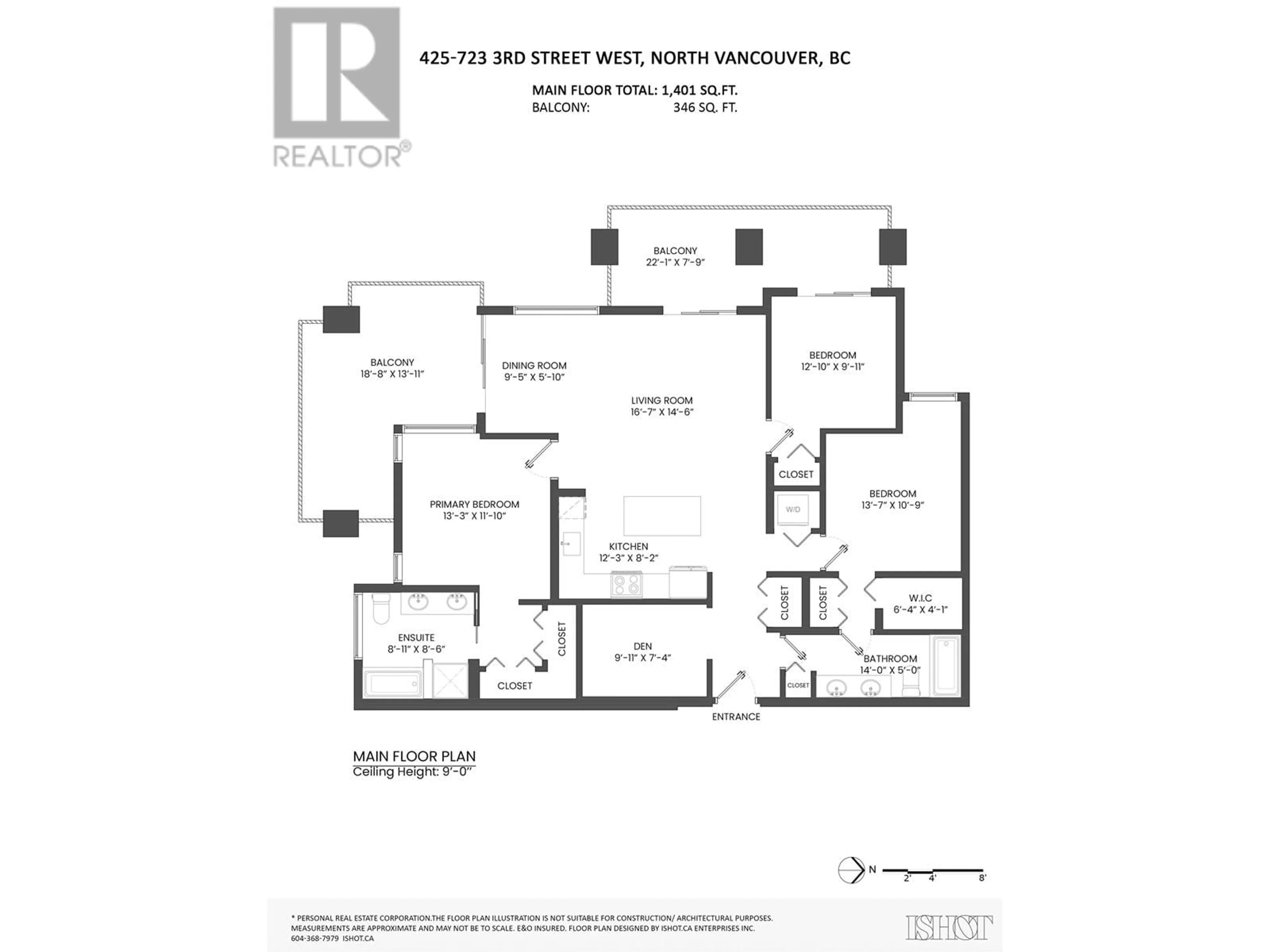 Floor plan for 425 - 723 3RD STREET, North Vancouver British Columbia V7M0E4