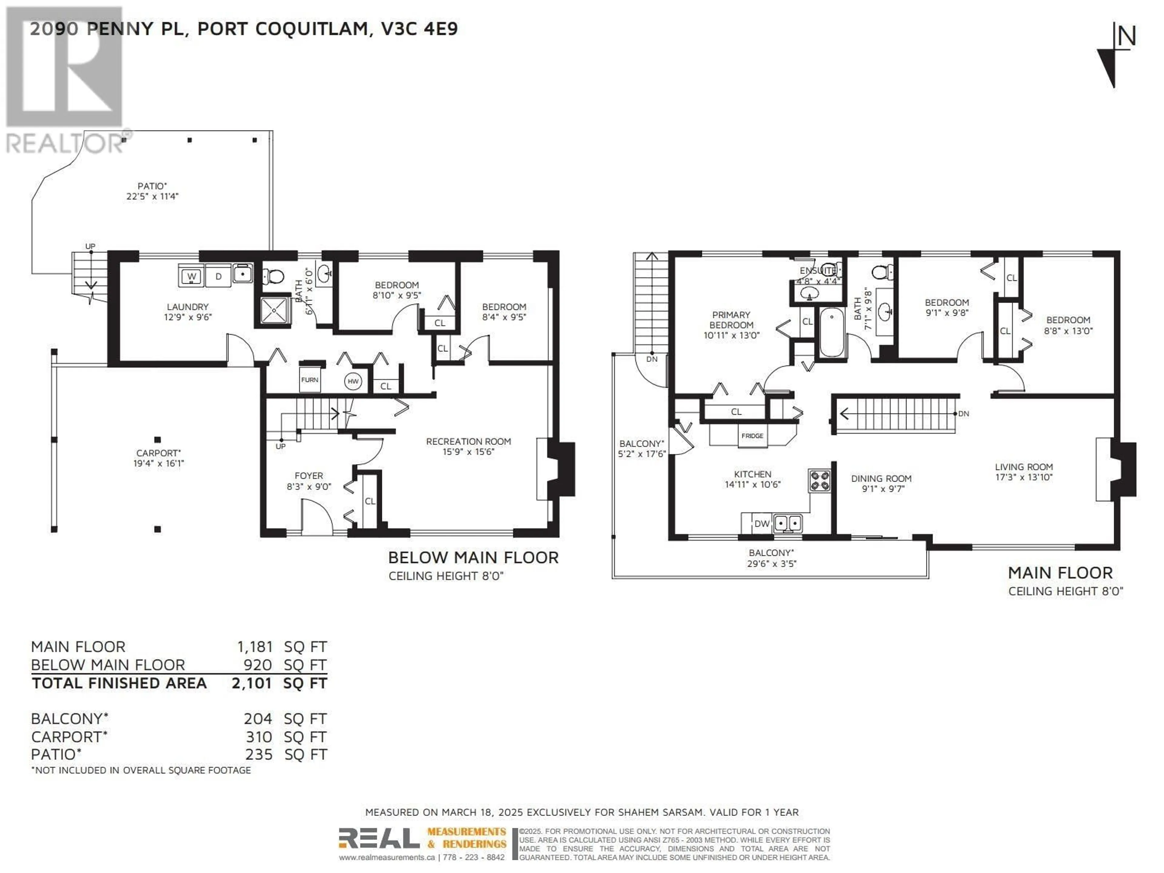 Floor plan for 2090 PENNY PLACE, Port Coquitlam British Columbia V3C4E9