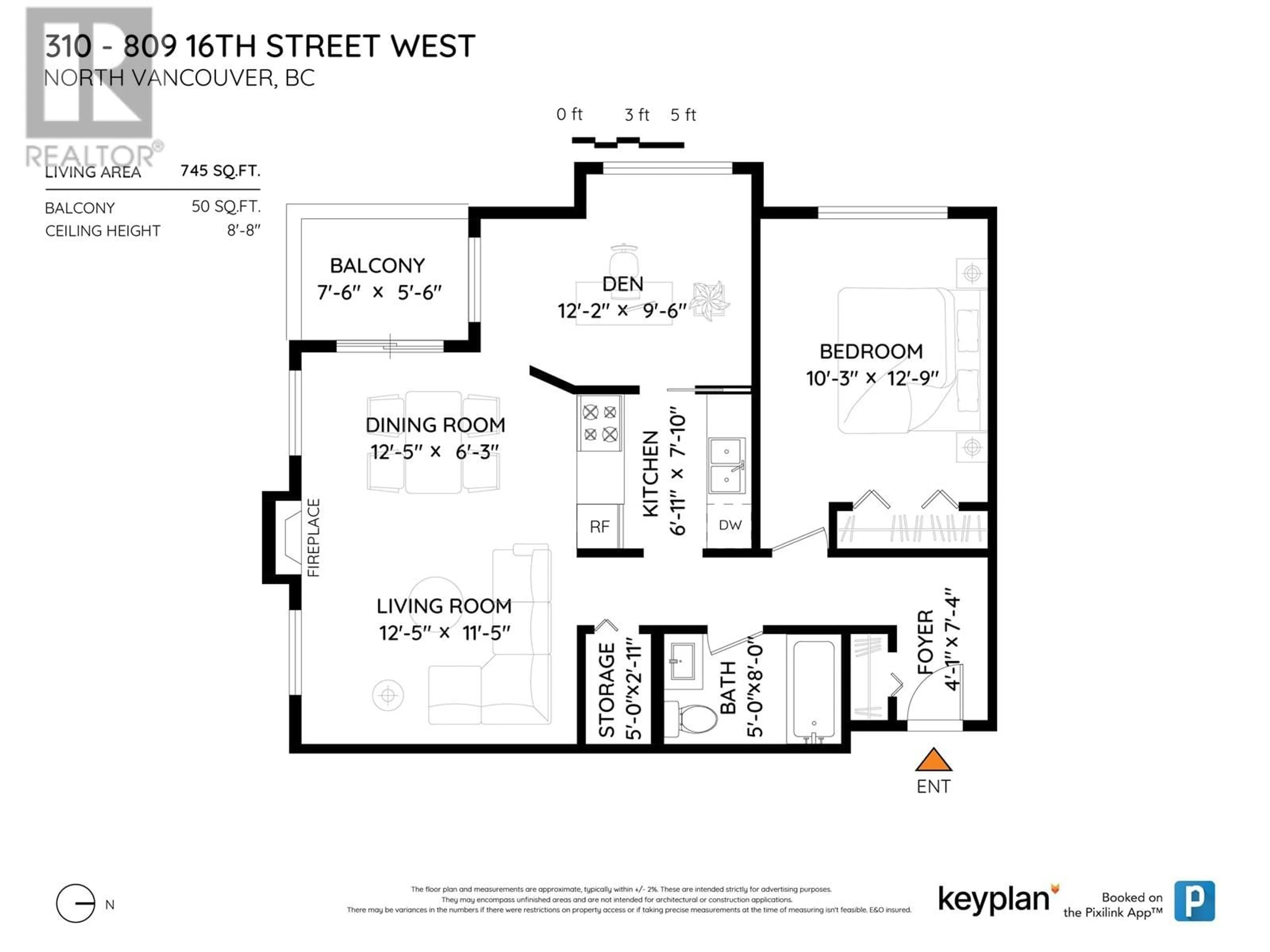 Floor plan for 310 - 809 16TH STREET, North Vancouver British Columbia V7P1R2