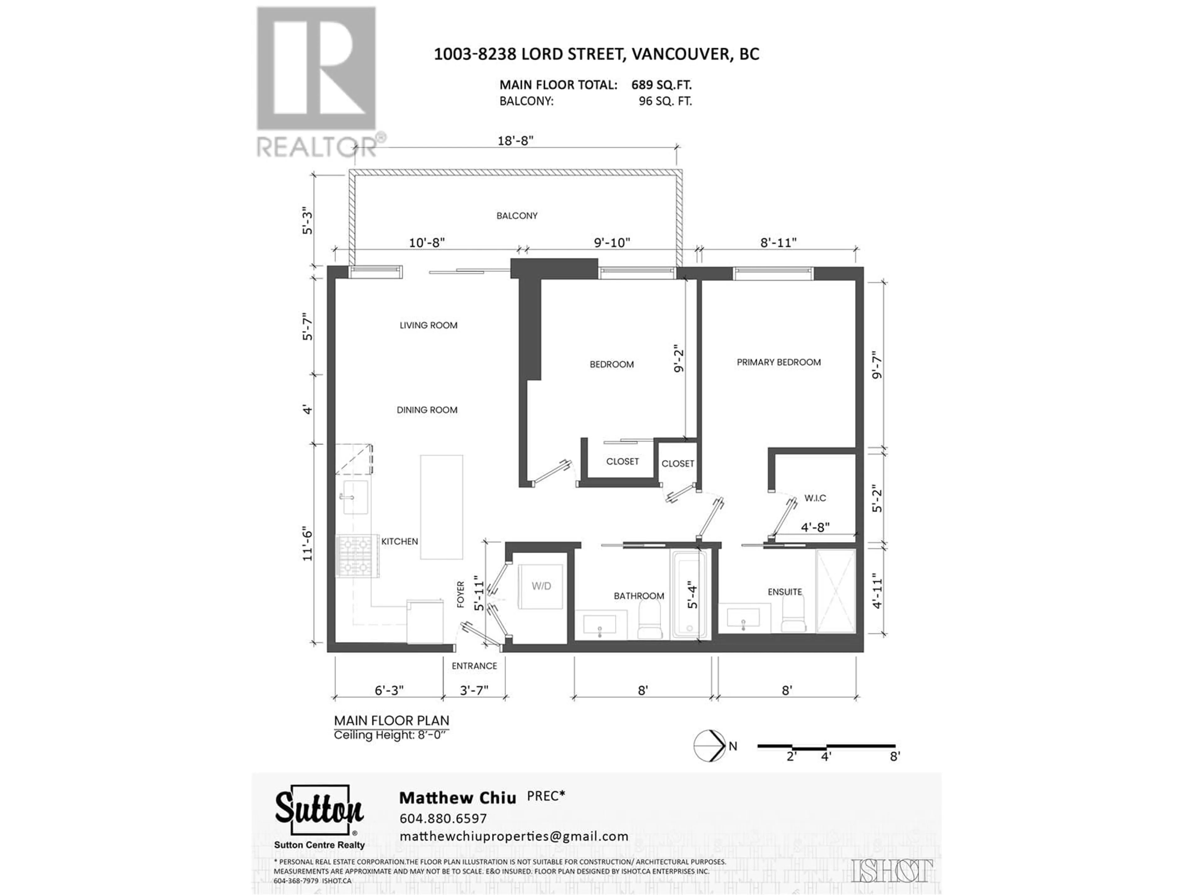Floor plan for 1003 - 8238 LORD STREET, Vancouver British Columbia V6P0G7