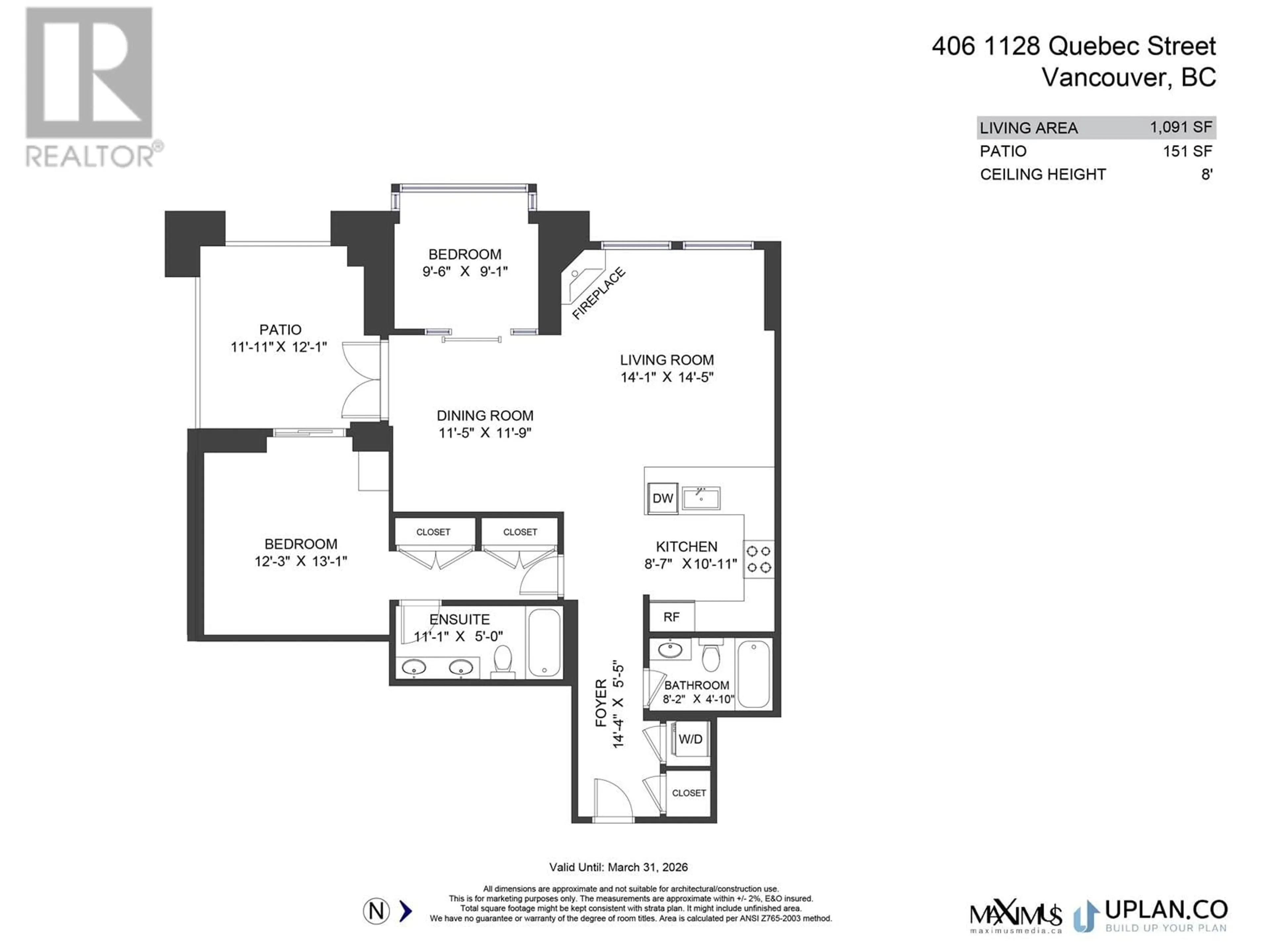 Floor plan for 406 - 1128 QUEBEC STREET, Vancouver British Columbia V6A4E1