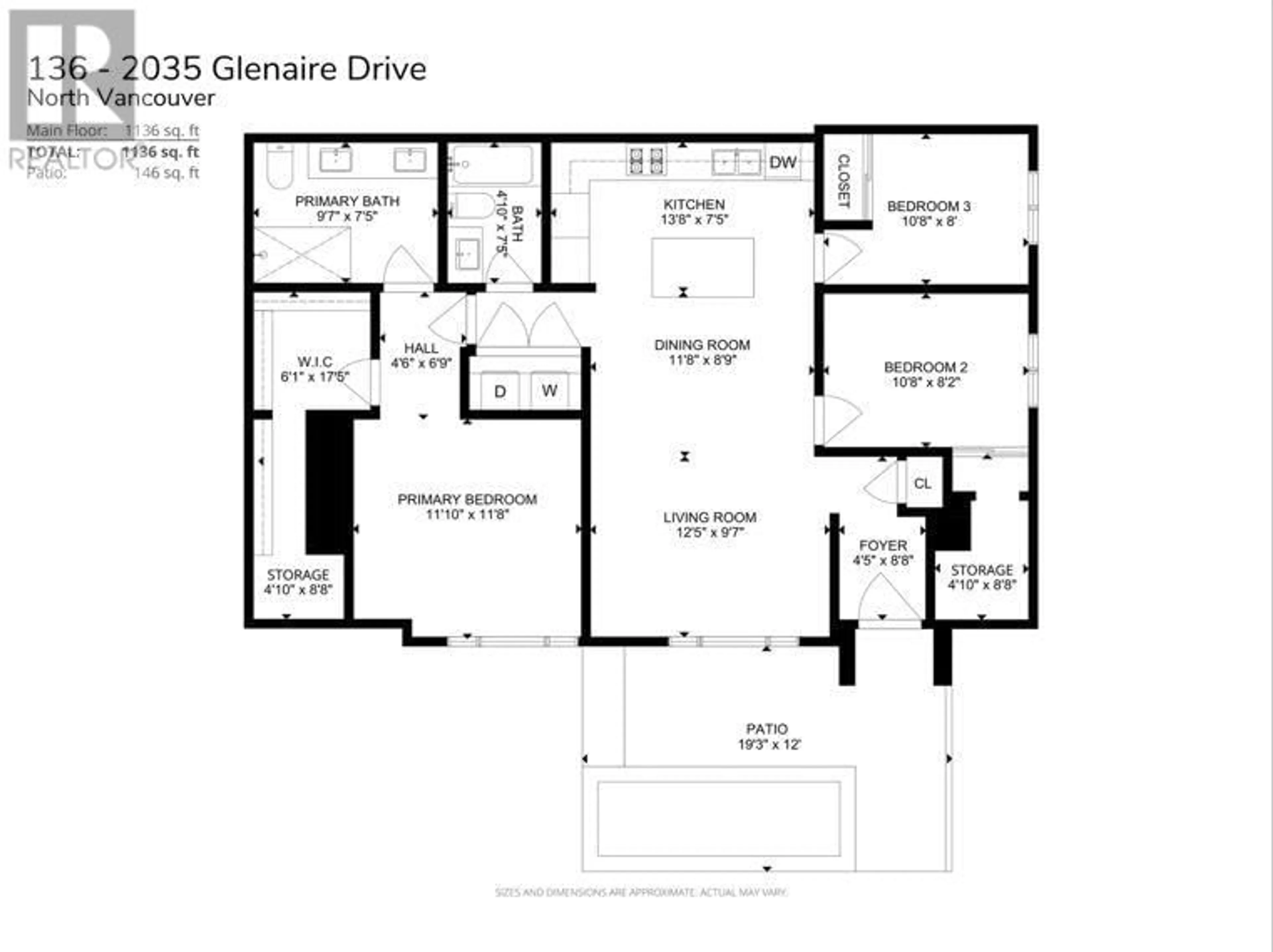 Floor plan for 136 - 2035 GLENAIRE DRIVE, North Vancouver British Columbia V7P1Y2
