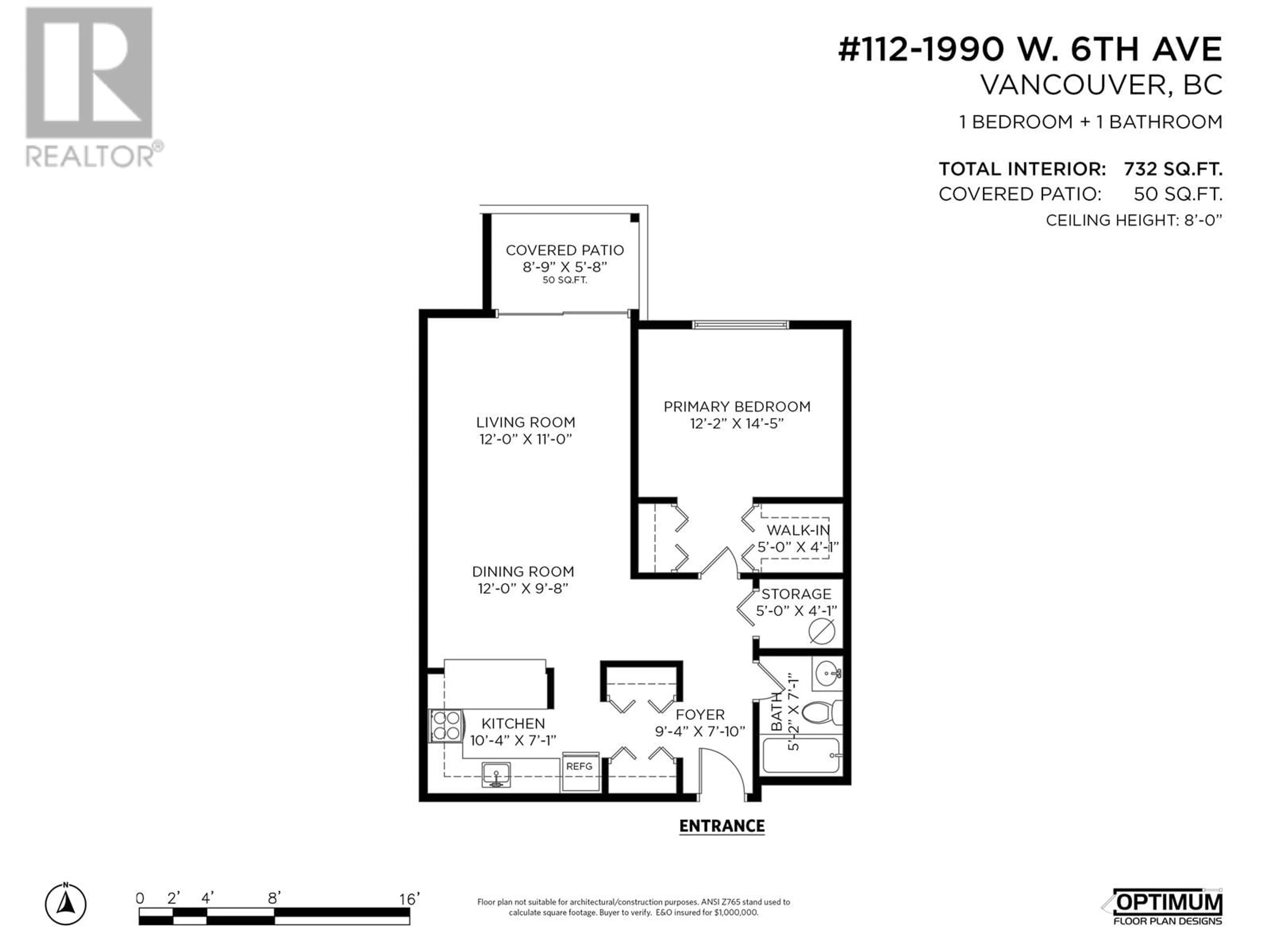 Floor plan for 112 - 1990 6TH AVENUE, Vancouver British Columbia V6J4V4