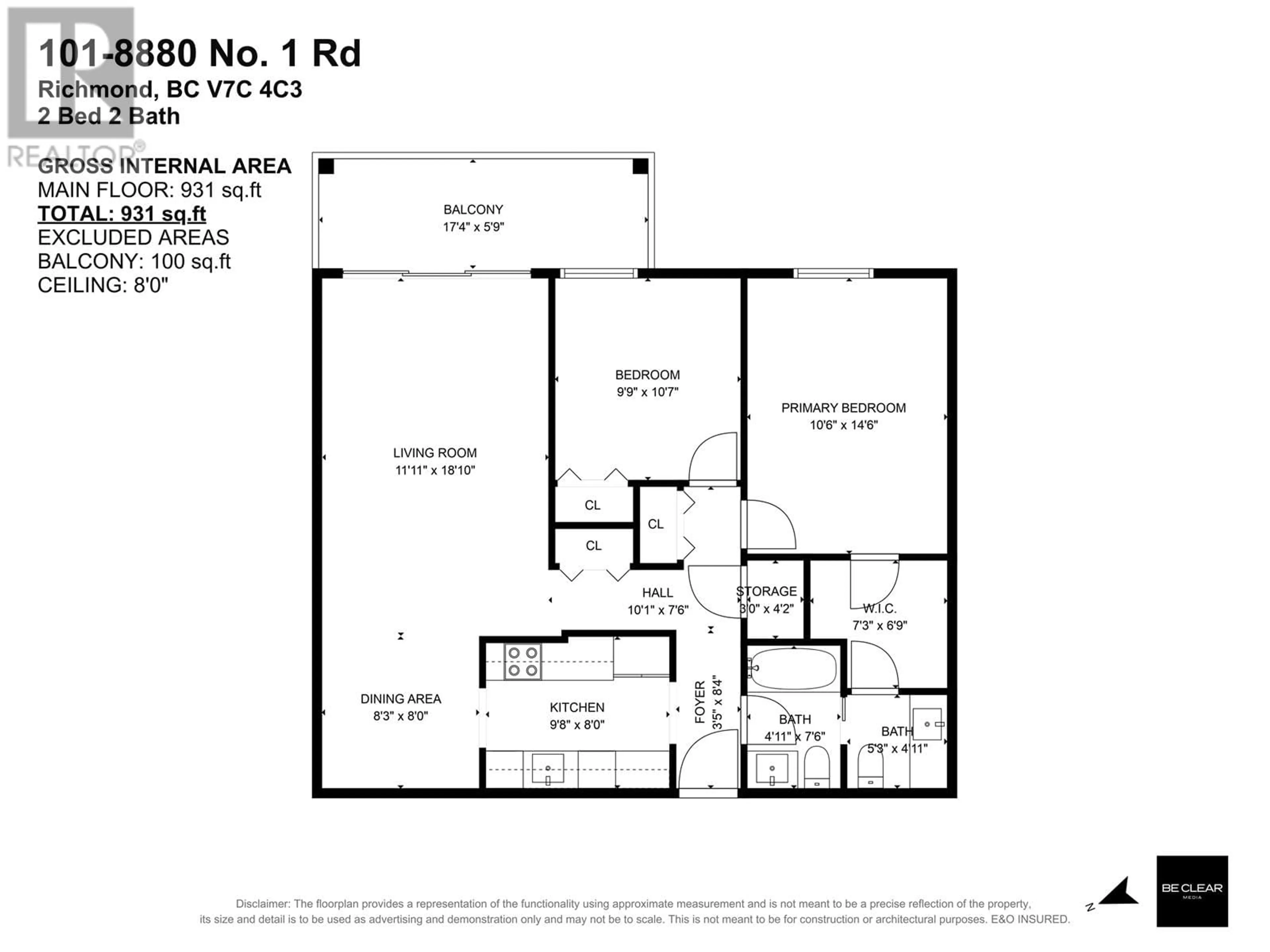 Floor plan for 101 - 8880 NO. 1 ROAD, Richmond British Columbia V7C4C3