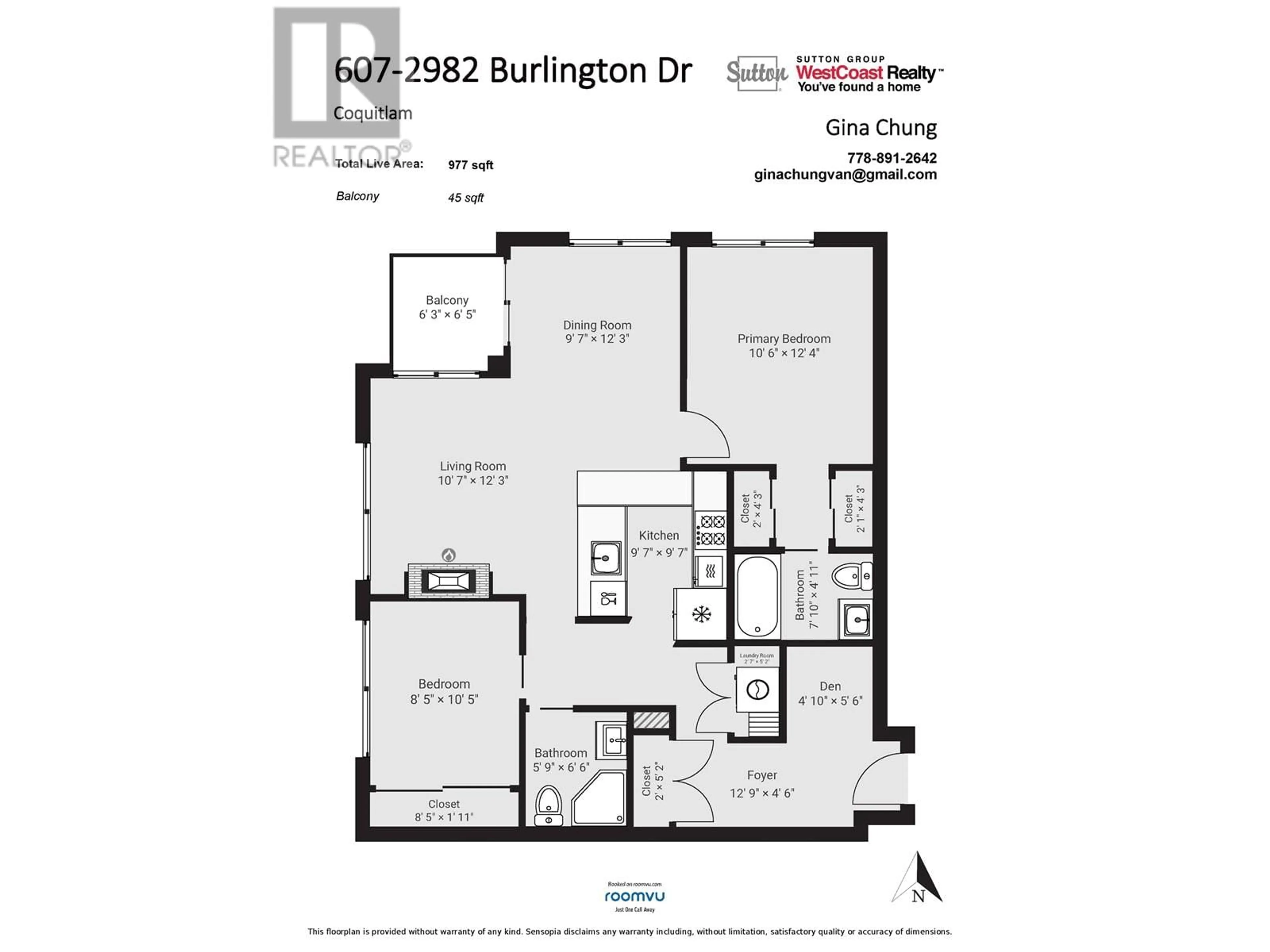 Floor plan for 607 - 2982 BURLINGTON DRIVE, Coquitlam British Columbia V3B0B3