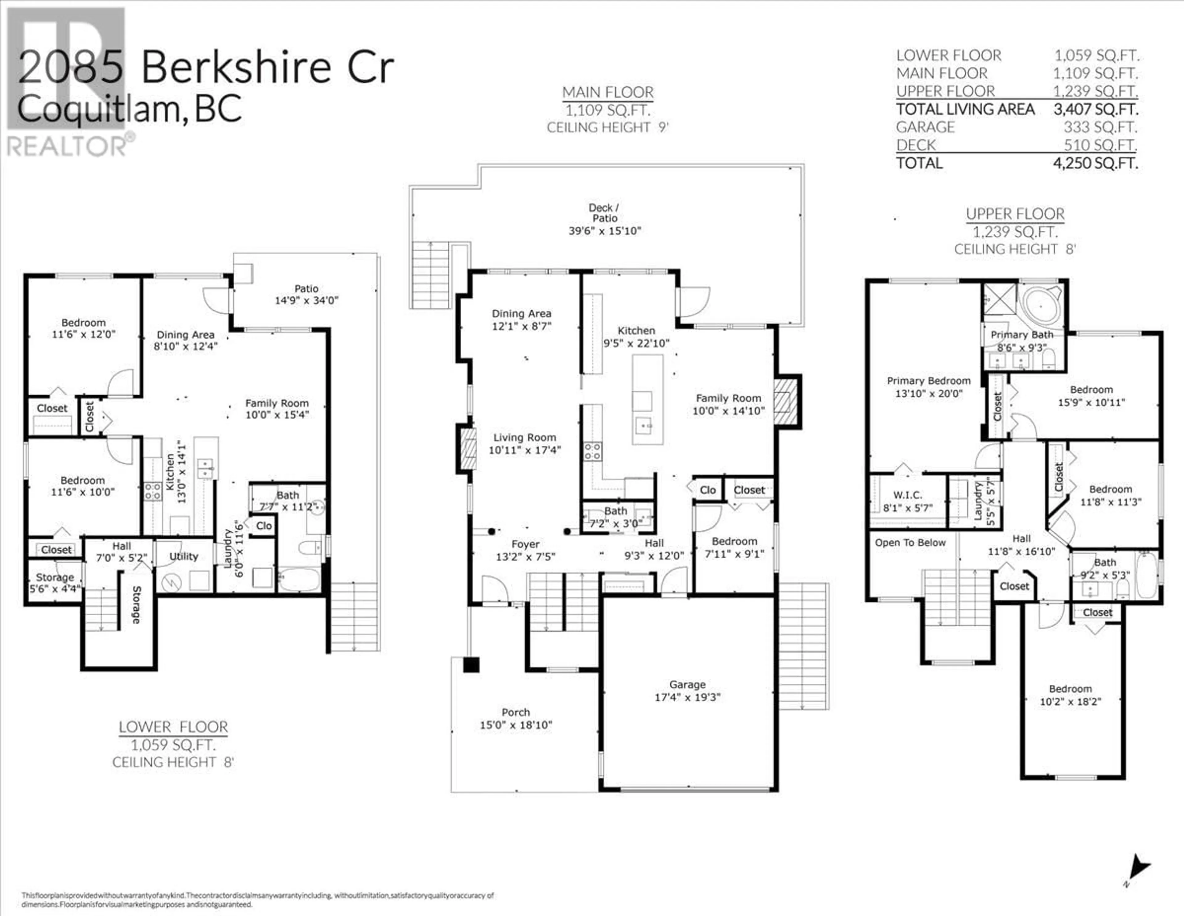 Floor plan for 2085 BERKSHIRE CRESCENT, Coquitlam British Columbia V3E3N5