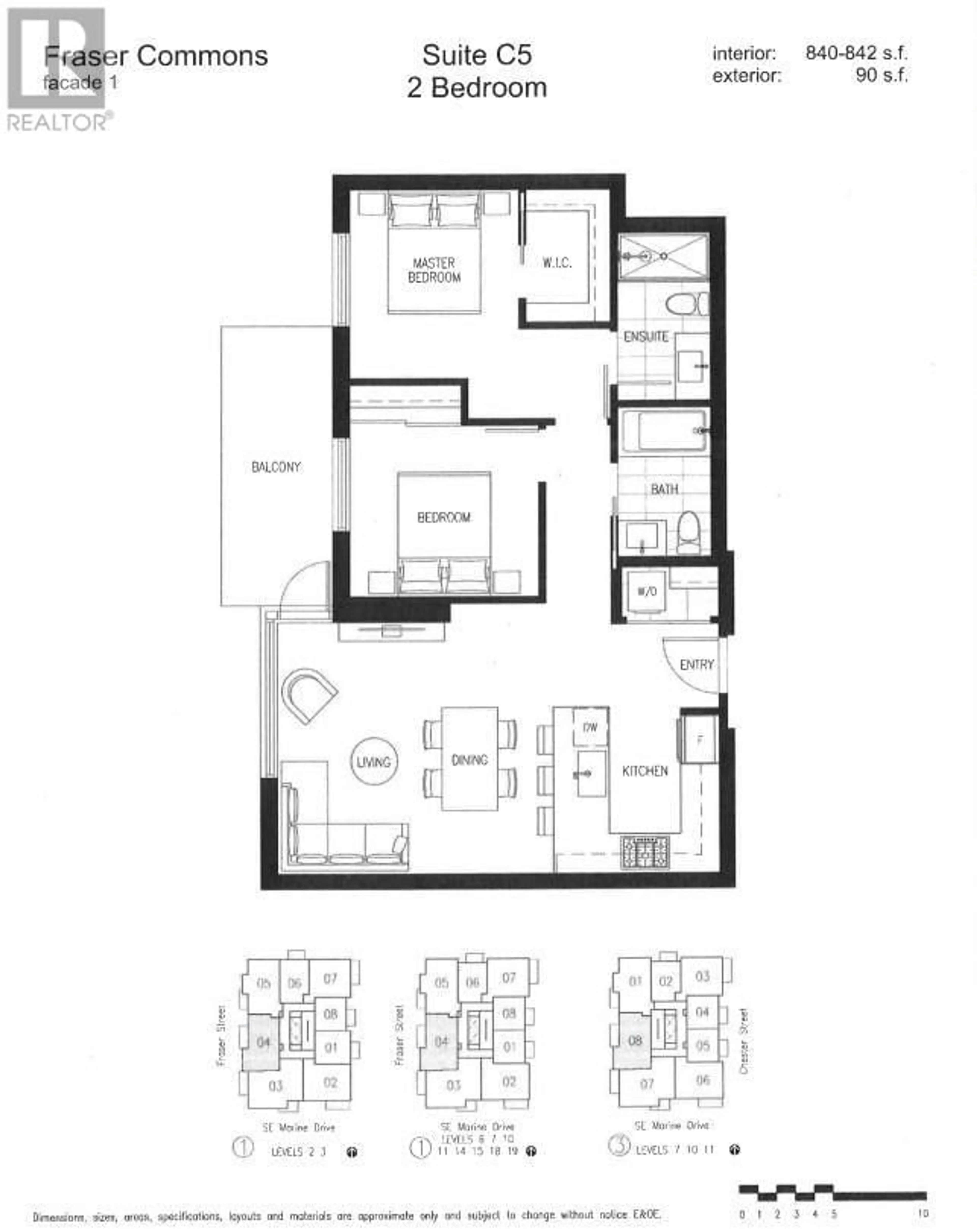 Floor plan for 904 - 8188 FRASER STREET, Vancouver British Columbia V5X0J8