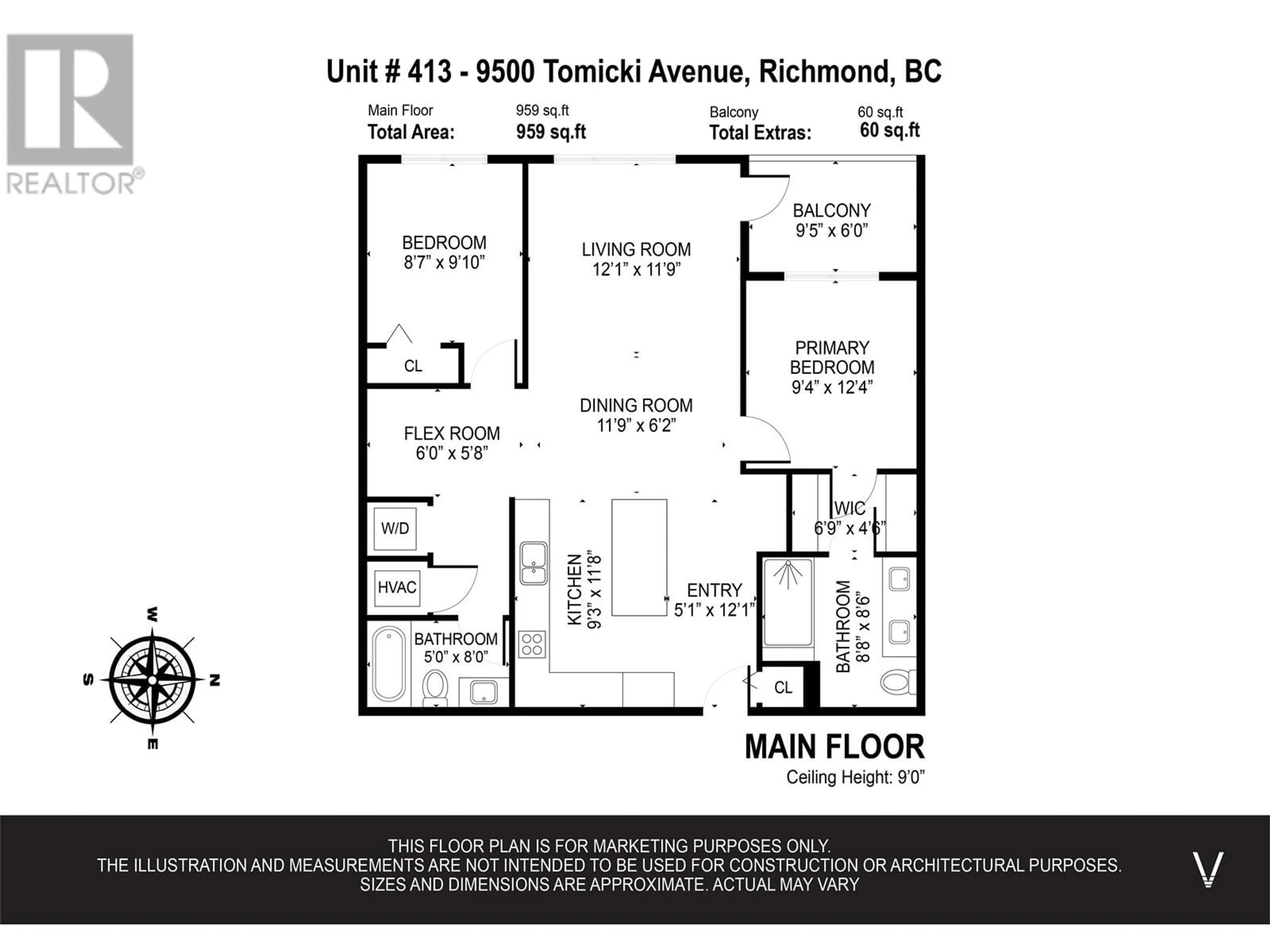 Floor plan for 413 - 9500 TOMICKI AVENUE, Richmond British Columbia V6R0R9