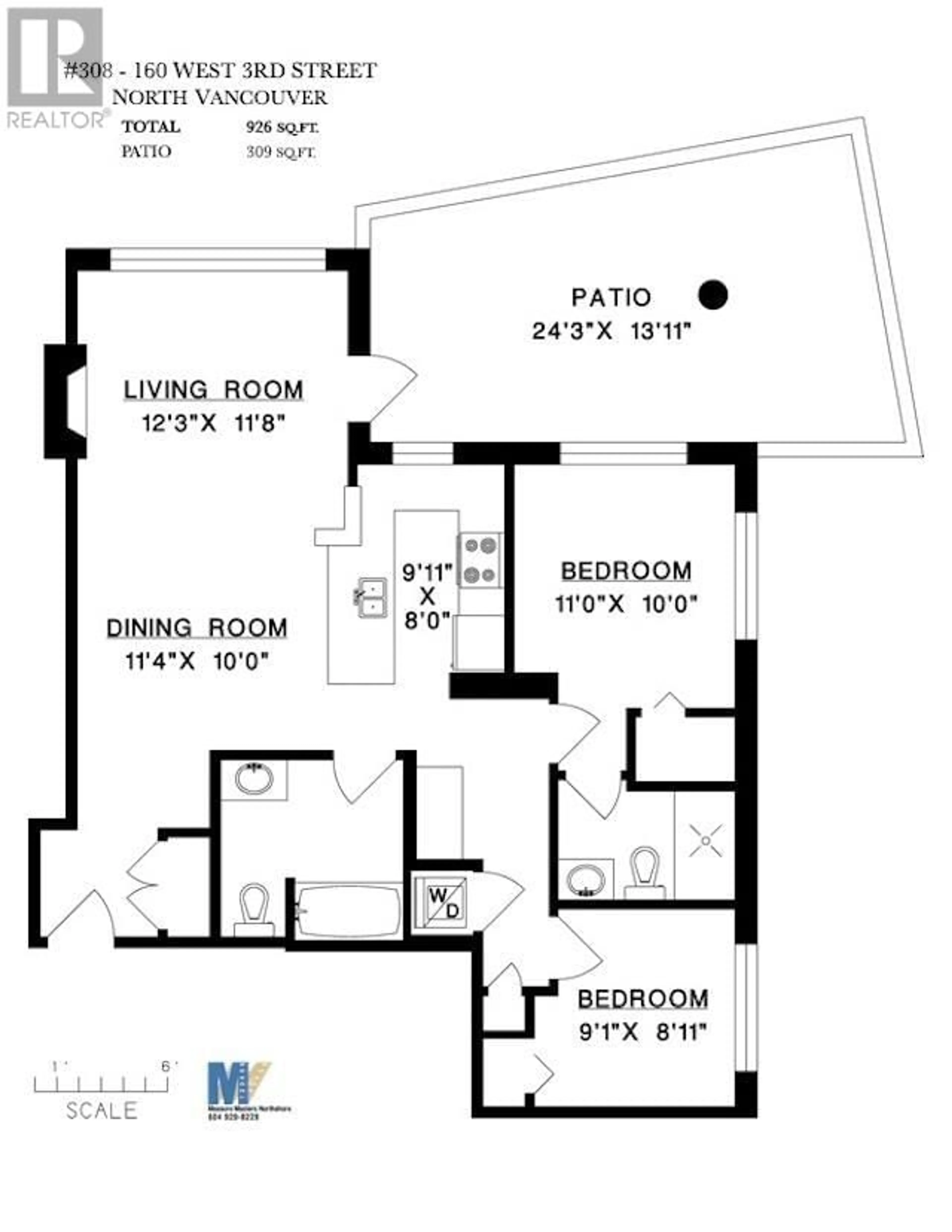Floor plan for 308 - 160 3RD STREET, North Vancouver British Columbia V7M0A9