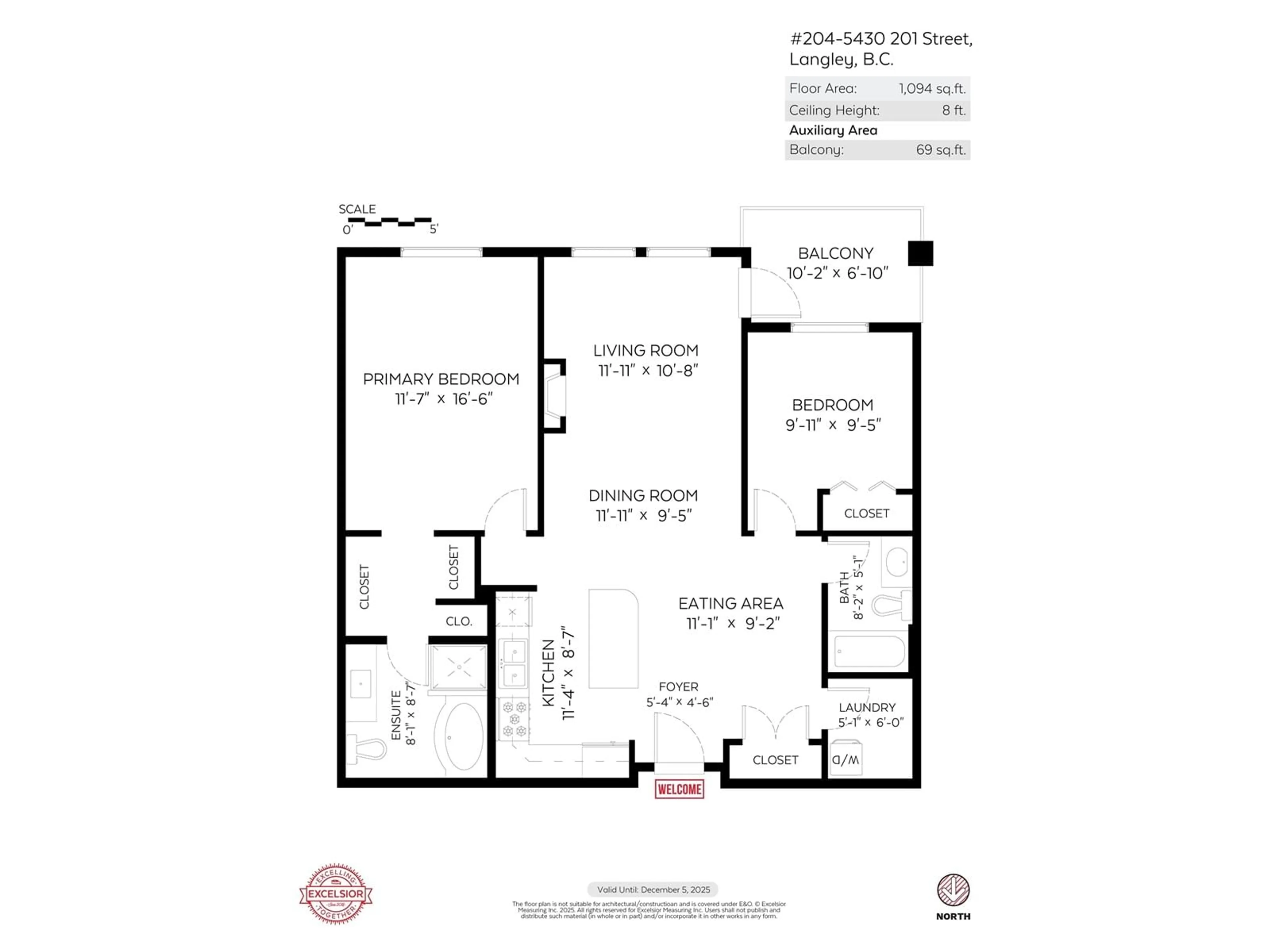 Floor plan for 204 - 5430 201, Langley British Columbia V3A0A2