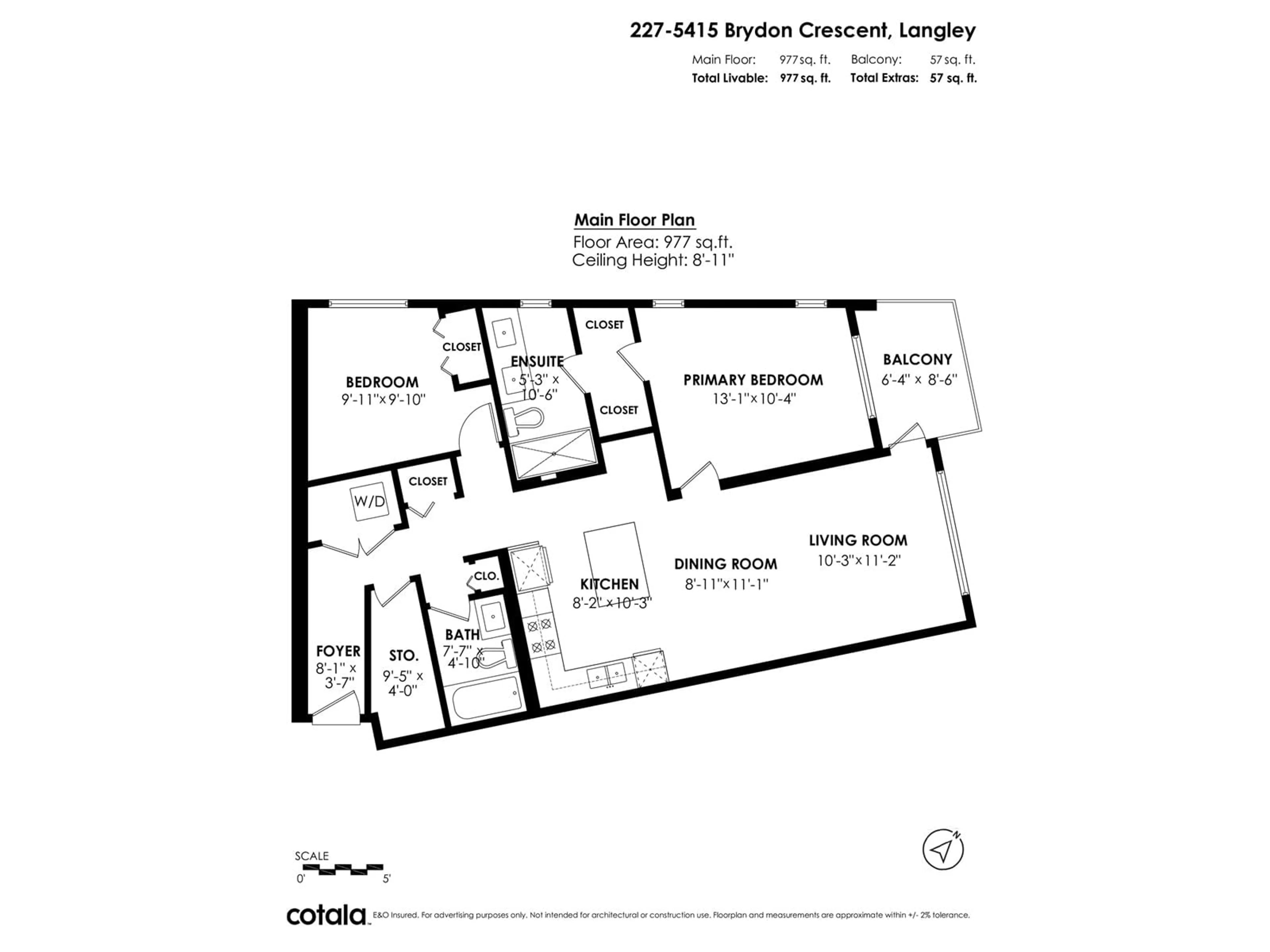 Floor plan for 227 - 5415 BRYDON, Langley British Columbia V3A0N4
