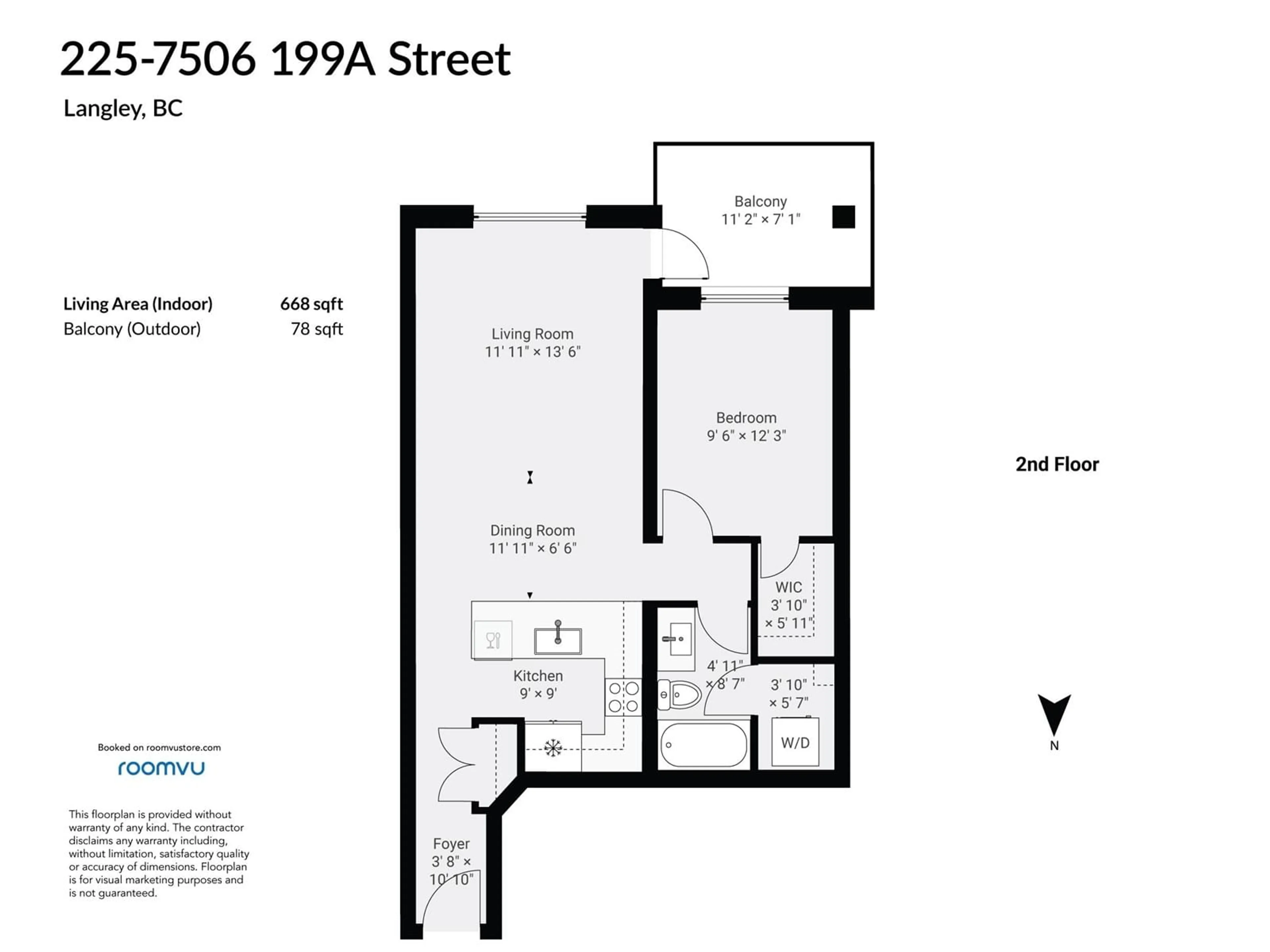 Floor plan for 225 - 7506 199A, Langley British Columbia V2Y3K9