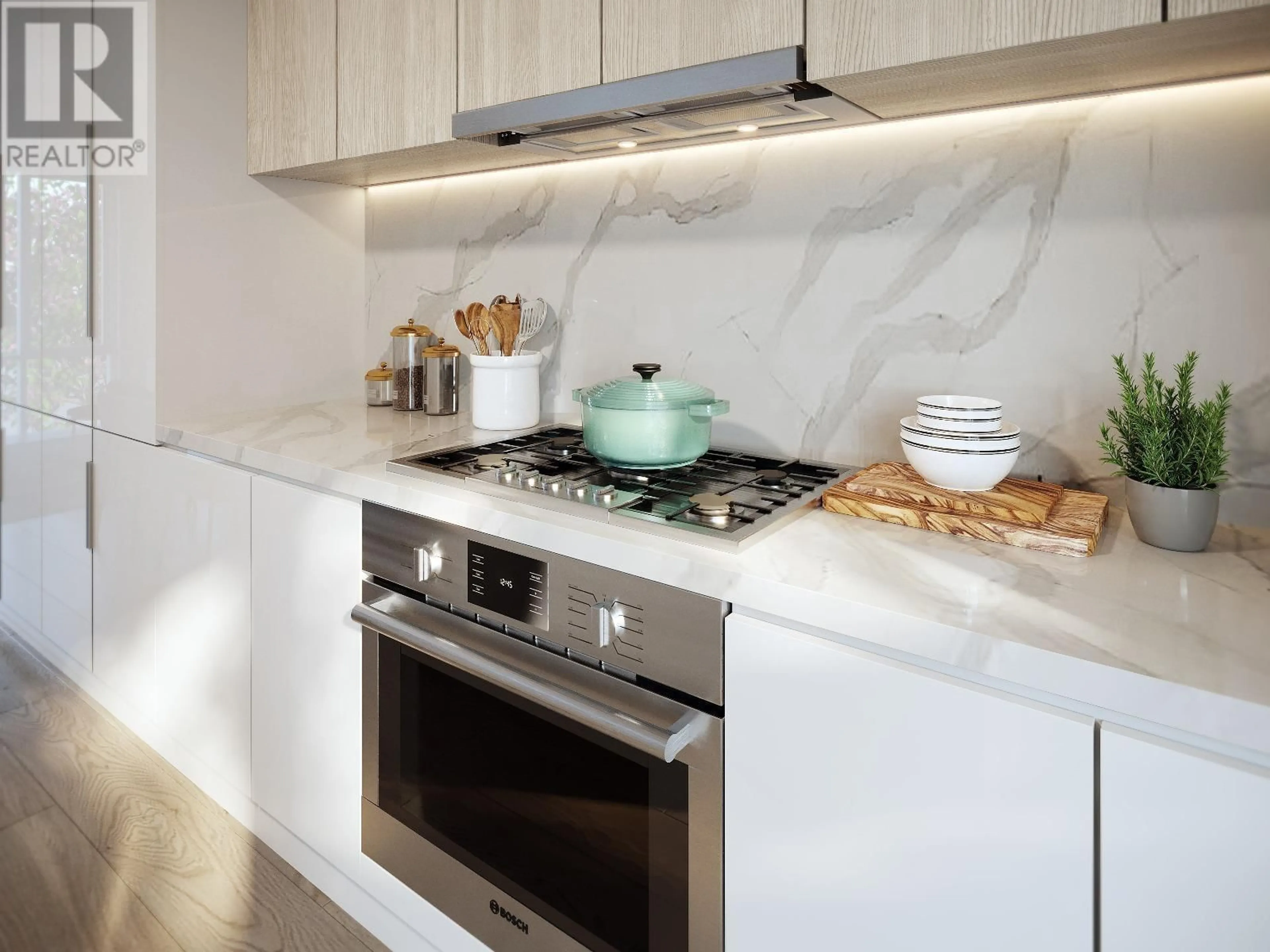 Contemporary kitchen, ceramic/tile floor for 121 - 7451 GRANVILLE STREET, Vancouver British Columbia V6P4Y4