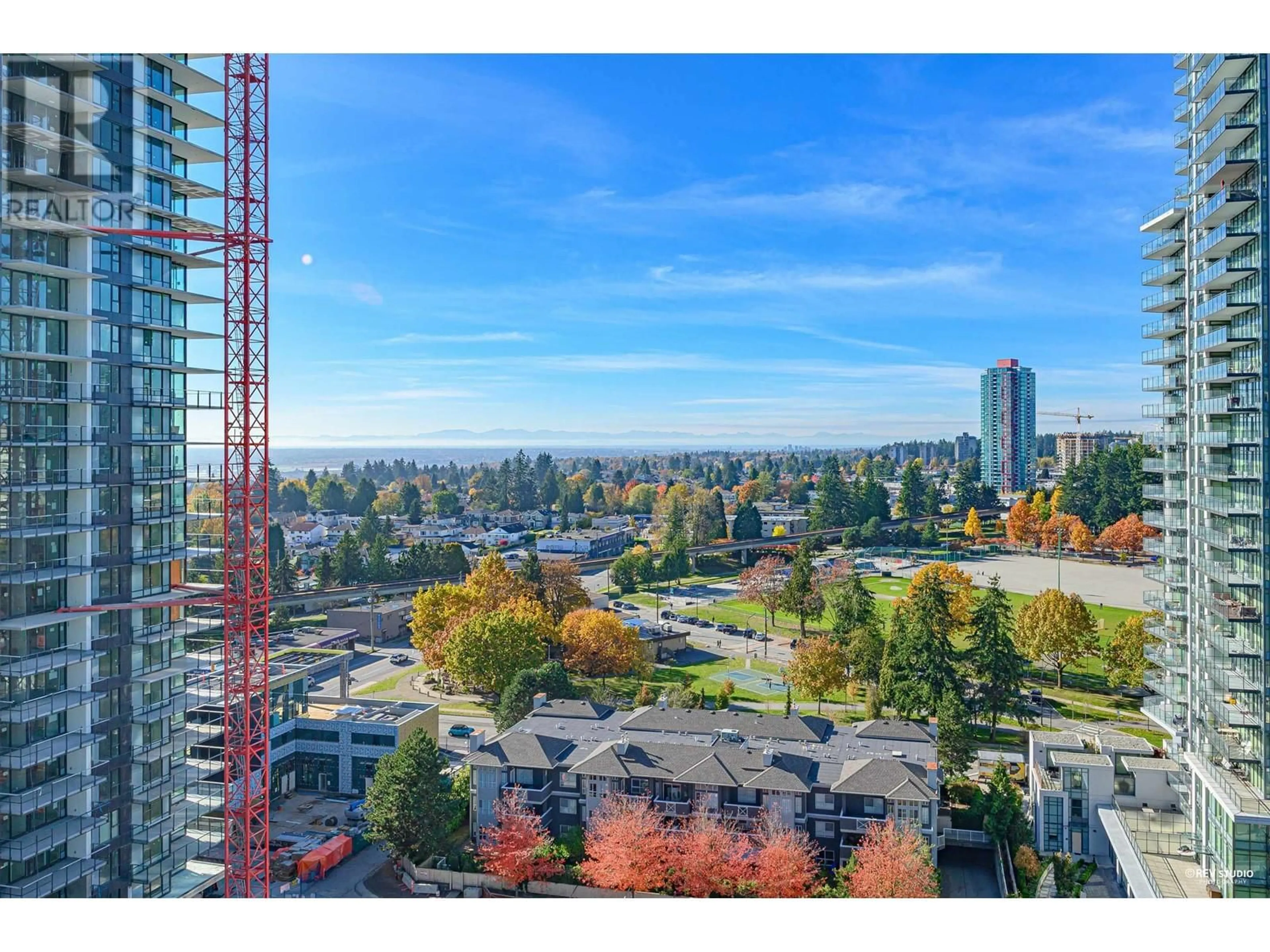 A pic from outside/outdoor area/front of a property/back of a property/a pic from drone, city buildings view from balcony for 1503 - 6700 DUNBLANE AVENUE, Burnaby British Columbia V5H0J3