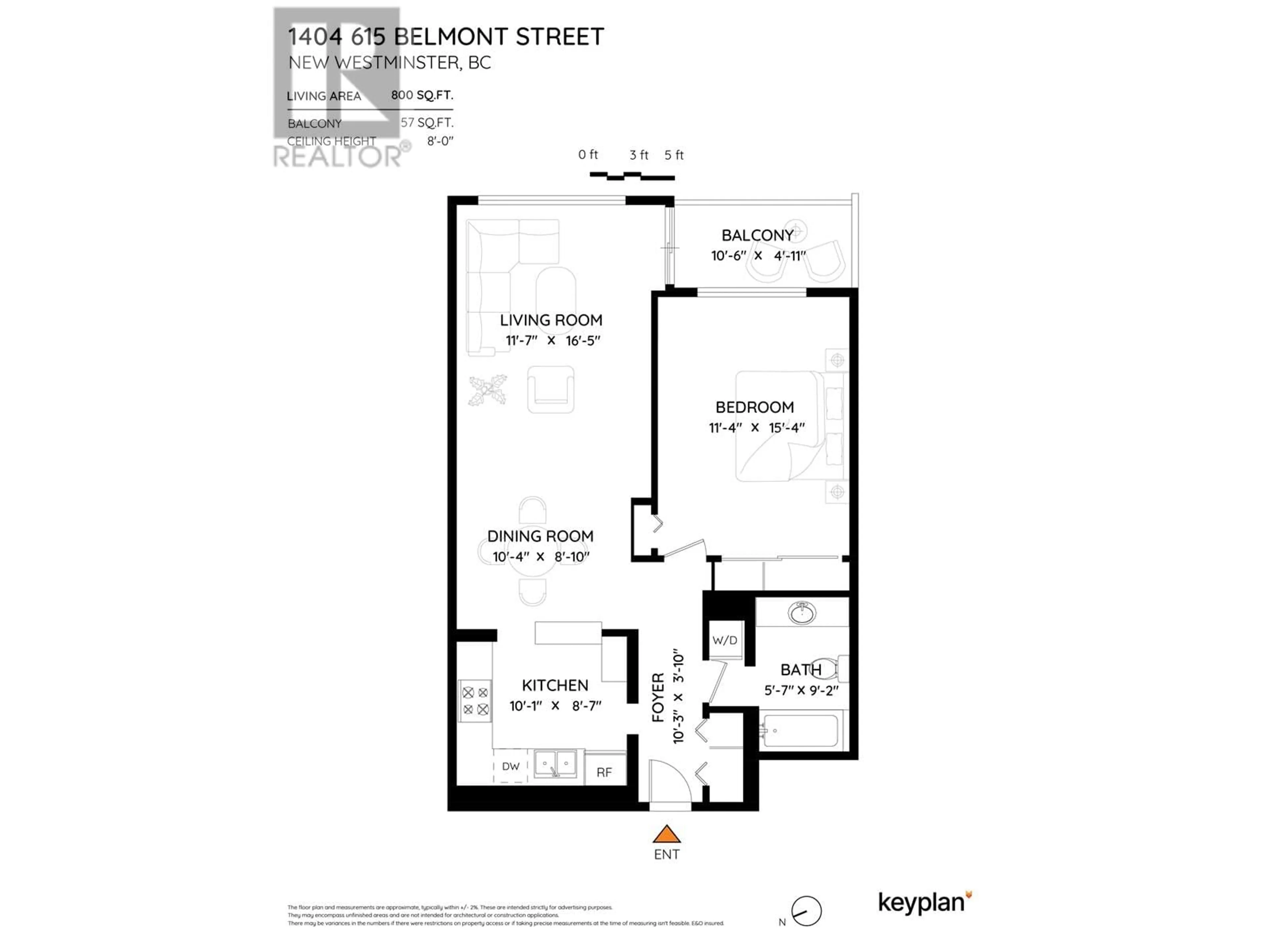 Floor plan for 1404 - 615 BELMONT STREET, New Westminster British Columbia V3M6A1