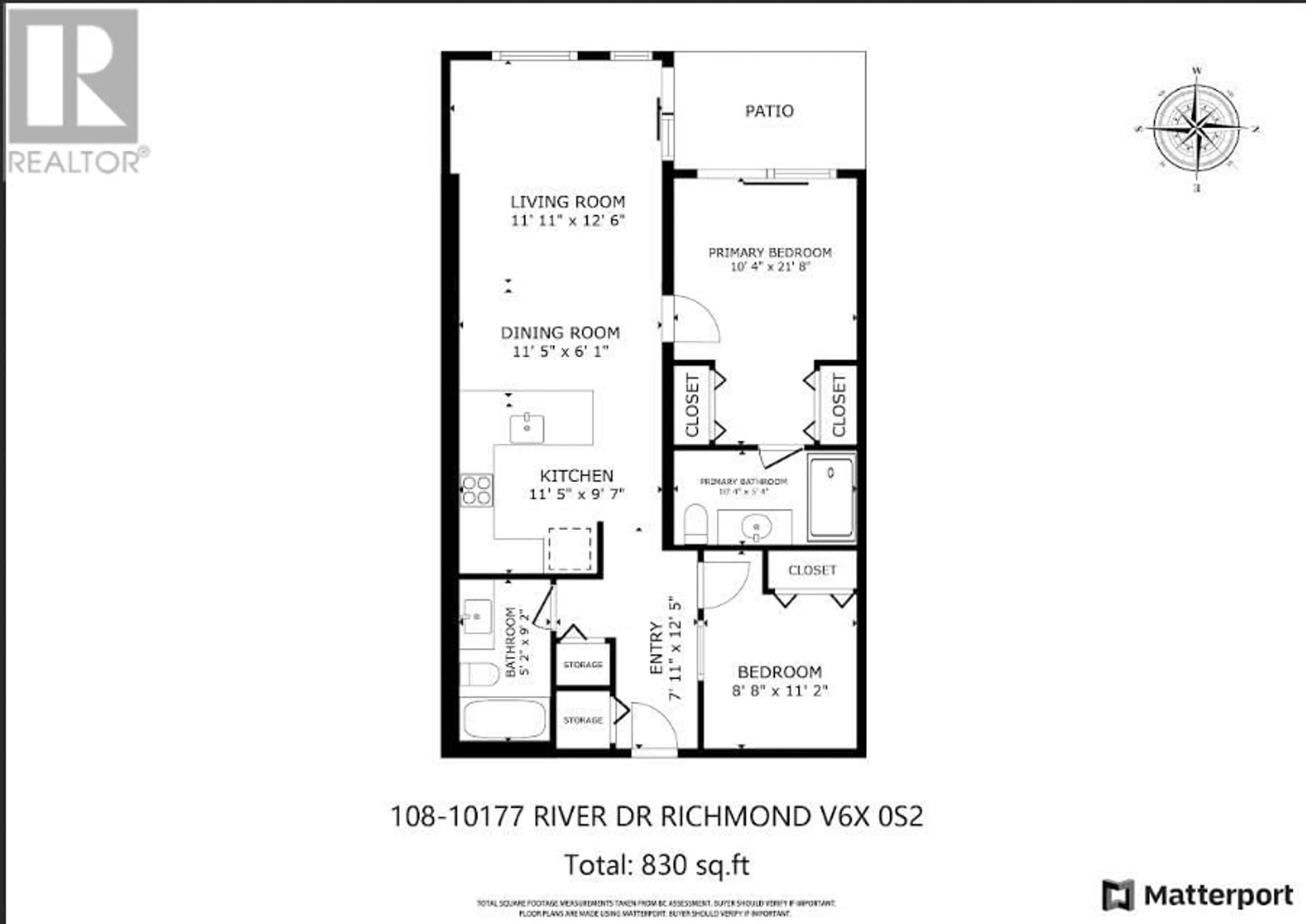 Floor plan for 108 - 10177 RIVER DRIVE, Richmond British Columbia V6X0S2