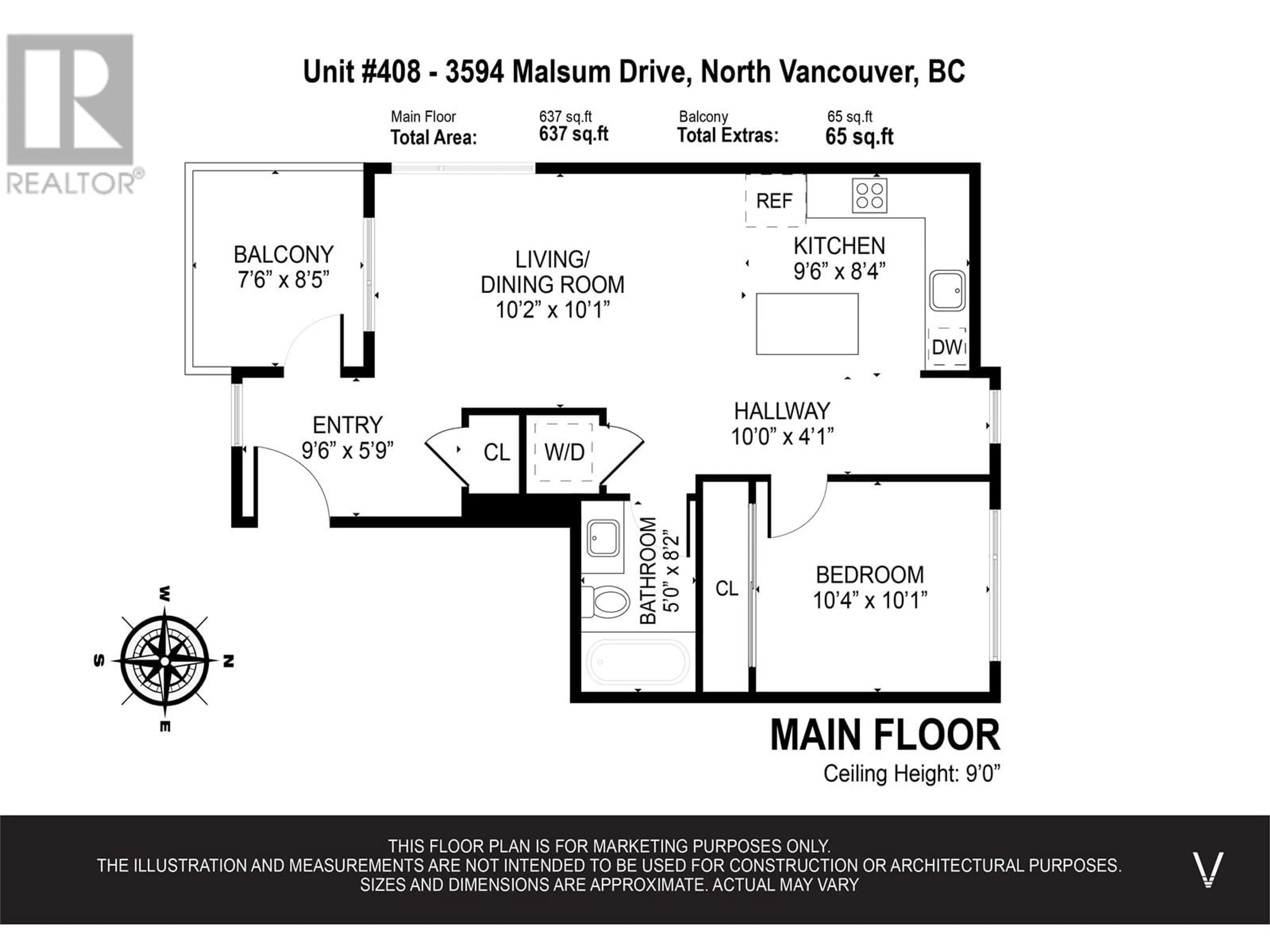 Floor plan for 408 - 3596 MALSUM DRIVE, North Vancouver British Columbia V7G0B2
