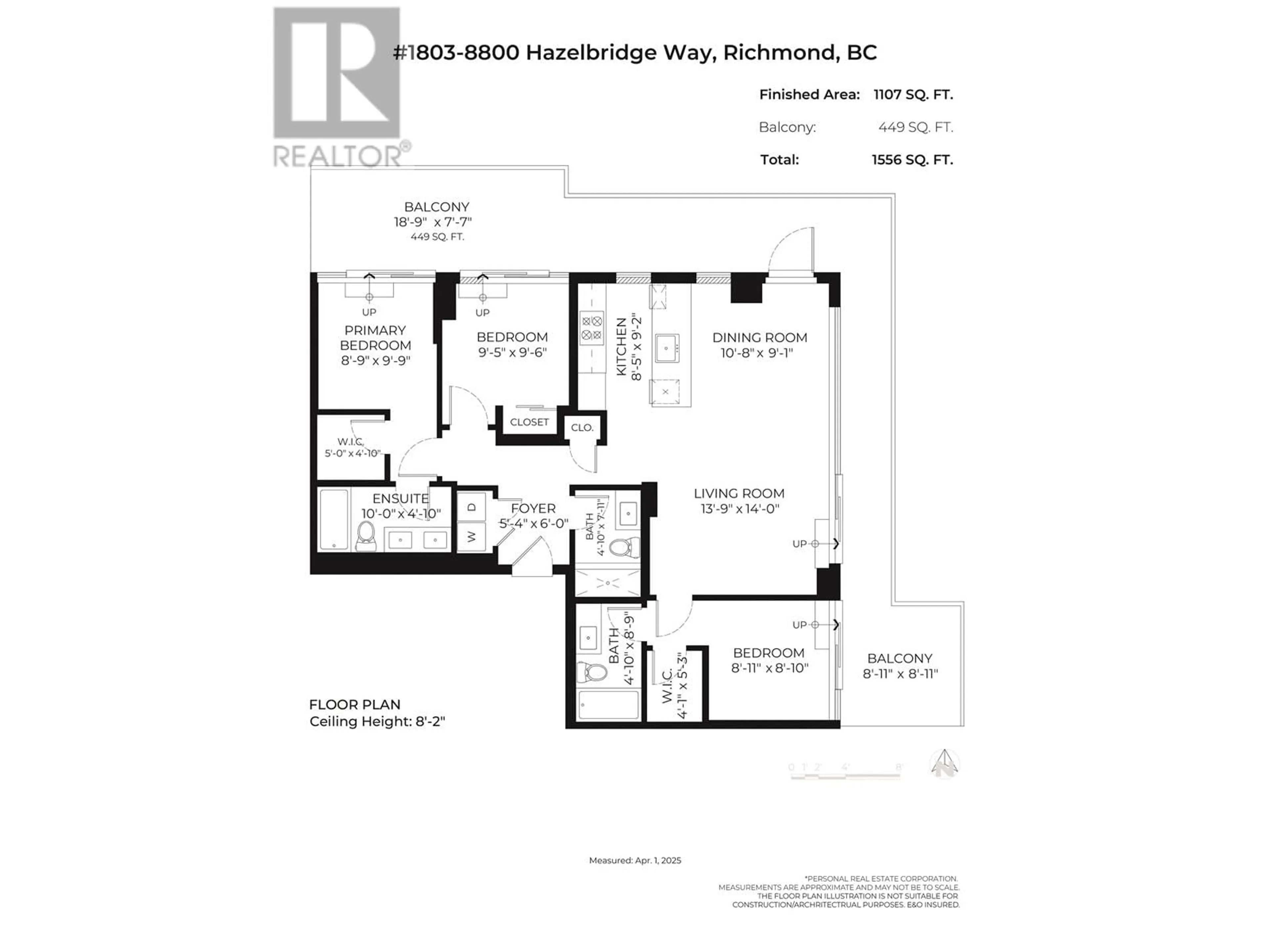 Floor plan for 1803 - 8800 HAZELBRIDGE WAY, Richmond British Columbia V6X0S3