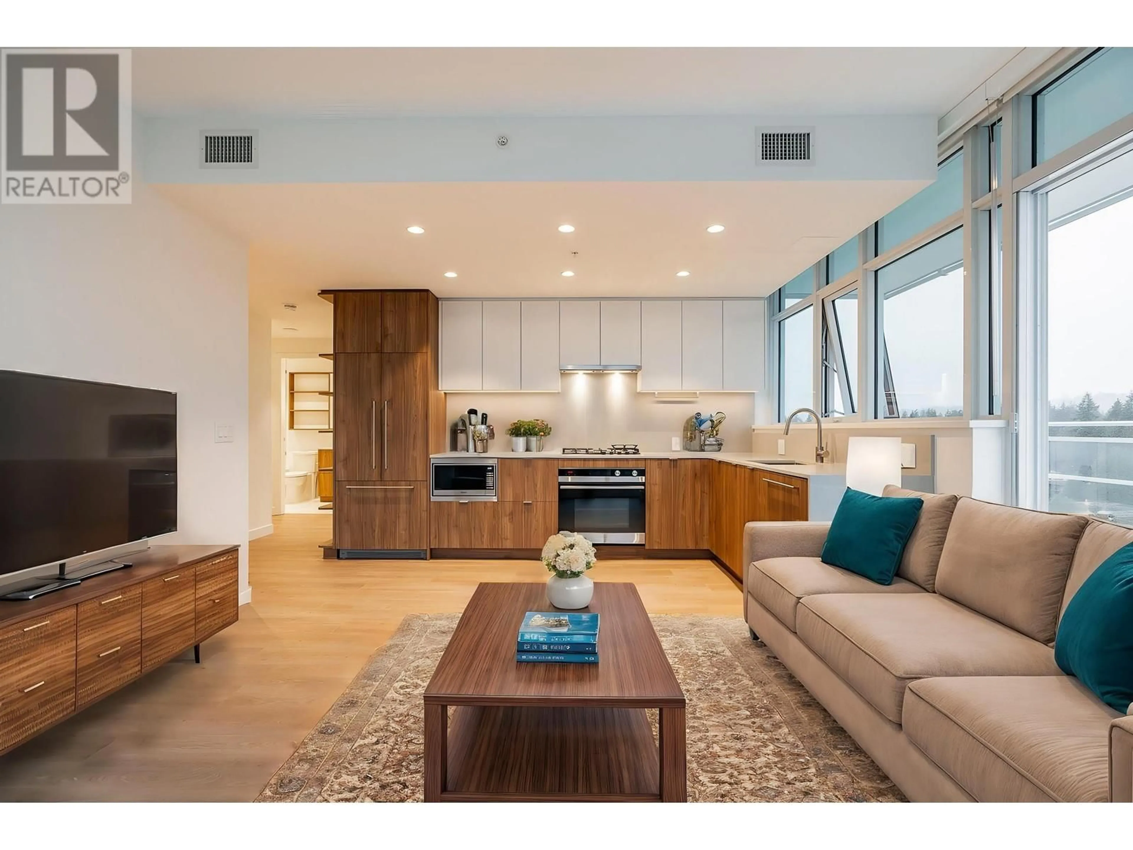 Open concept kitchen, wood/laminate floor for 1008 - 505 NELSON STREET, Coquitlam British Columbia V3J0R5