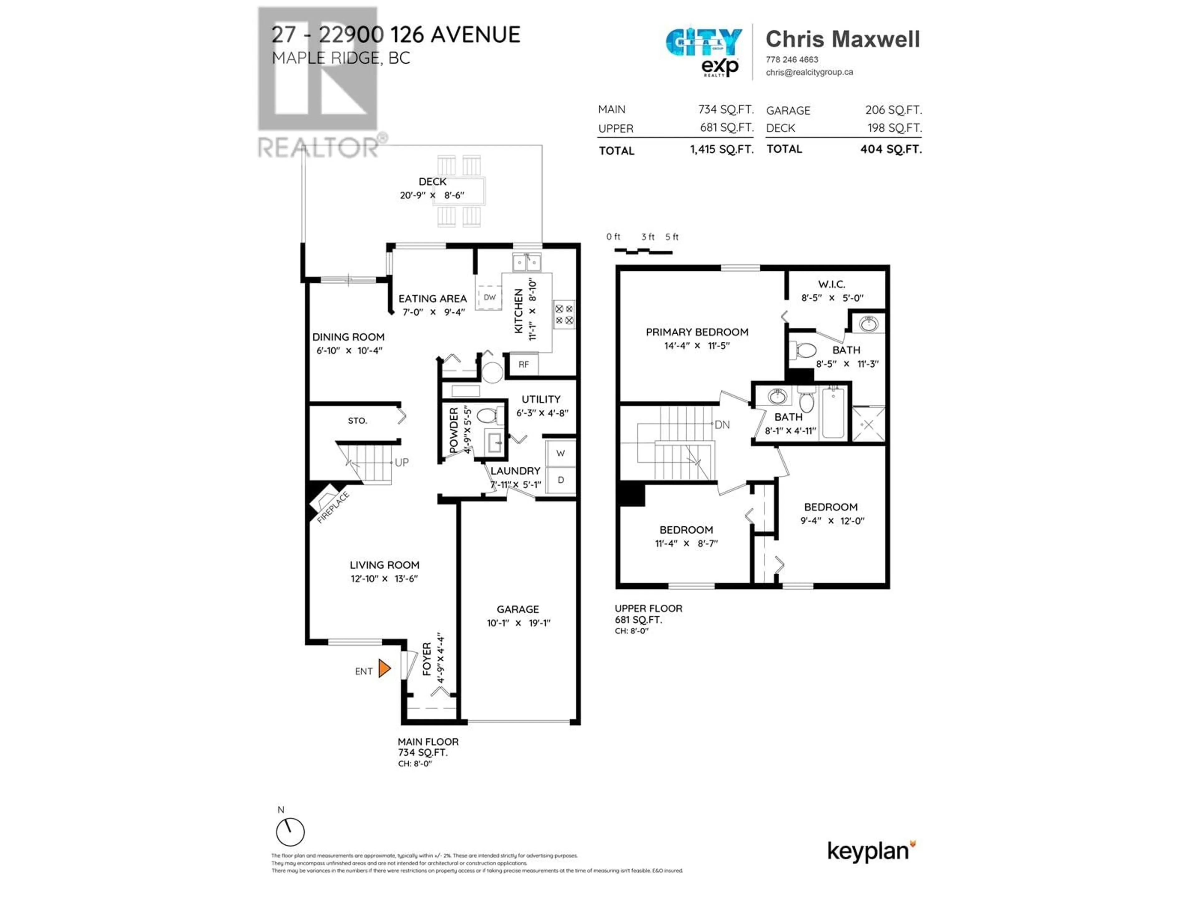 Floor plan for 27 - 22900 126 AVENUE, Maple Ridge British Columbia V2X0W9
