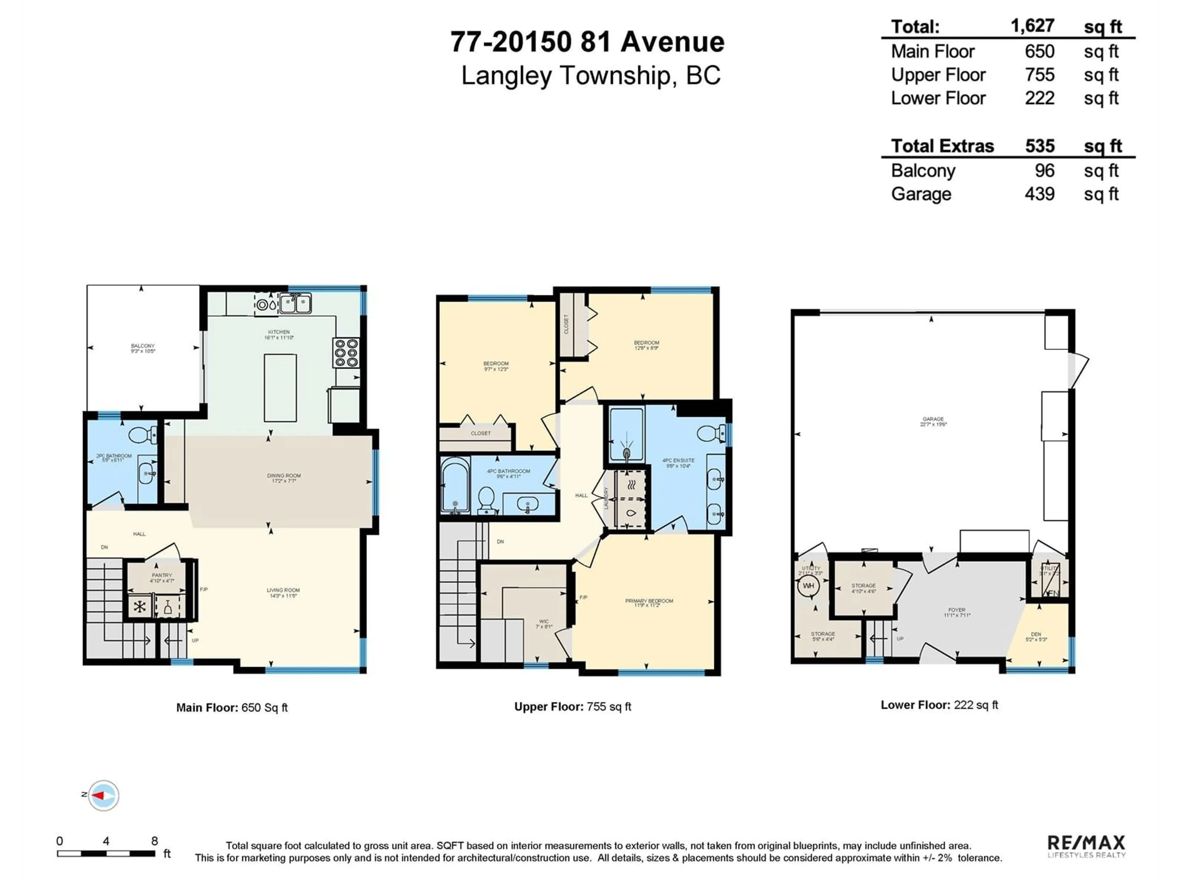 Floor plan for 77 - 20150 81, Langley British Columbia V2Y3L8