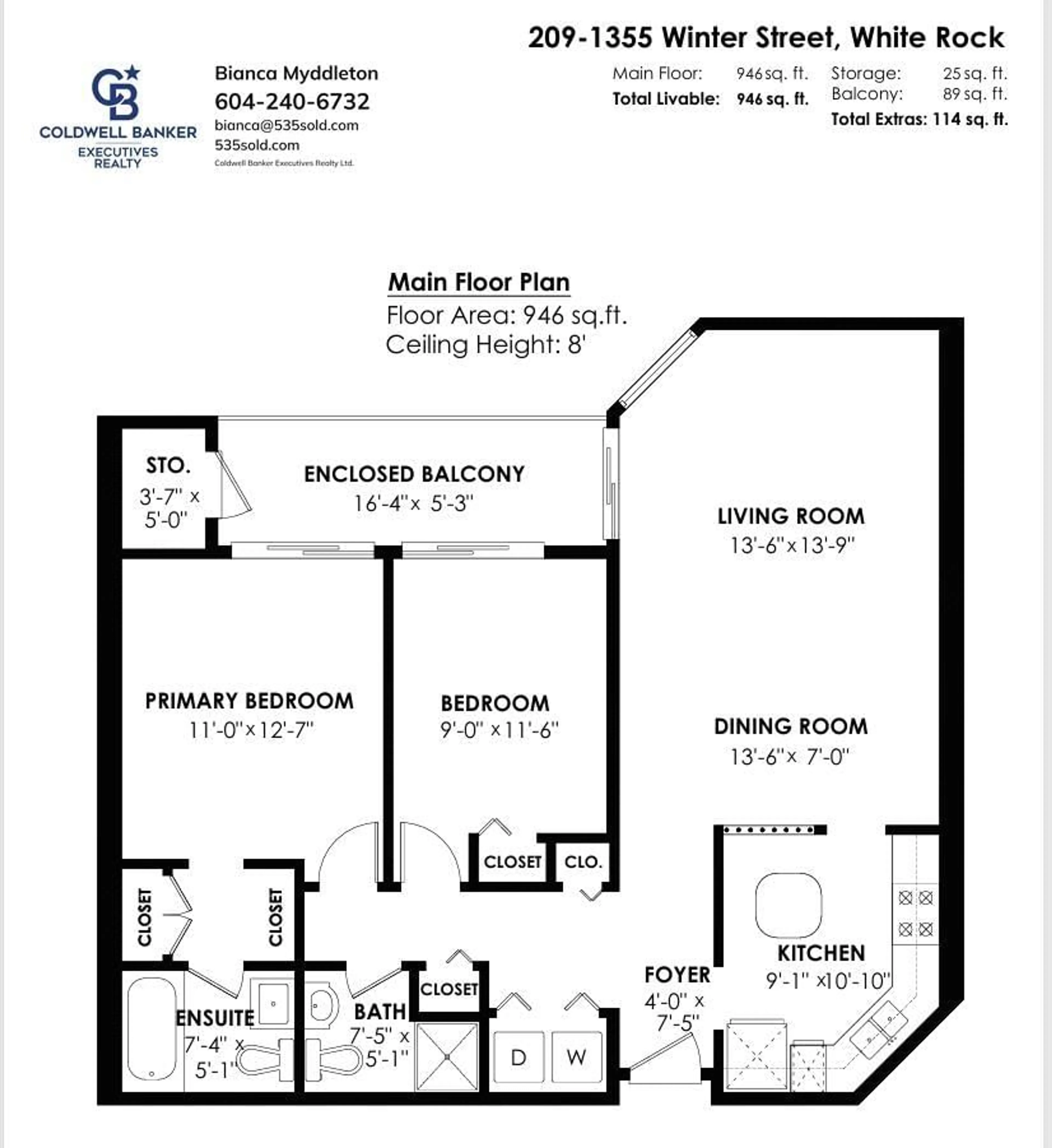 Floor plan for 209 - 1355 WINTER, White Rock British Columbia V4B3Y2