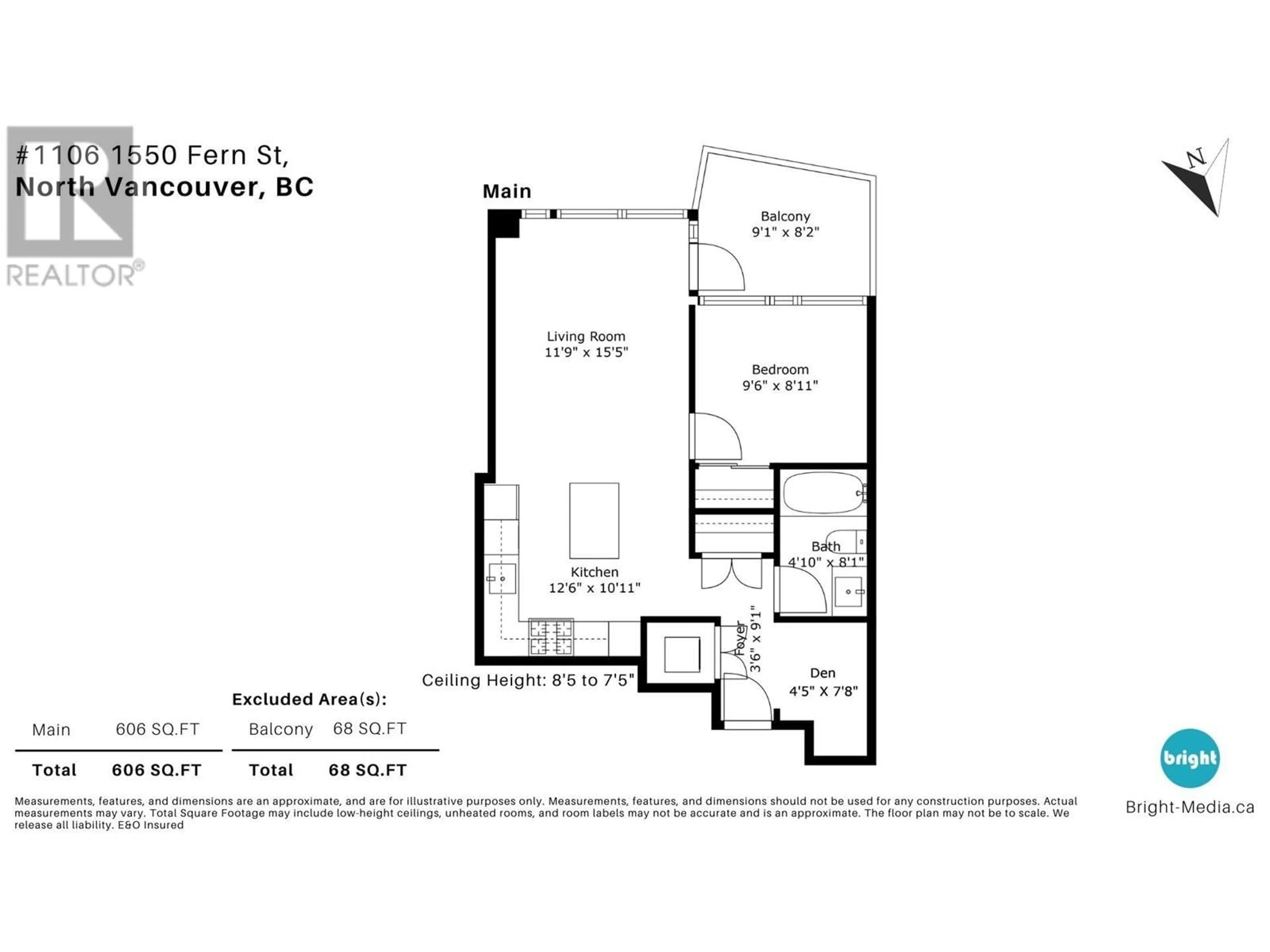 Floor plan for 1106 - 1550 FERN STREET, North Vancouver British Columbia V7J0A9