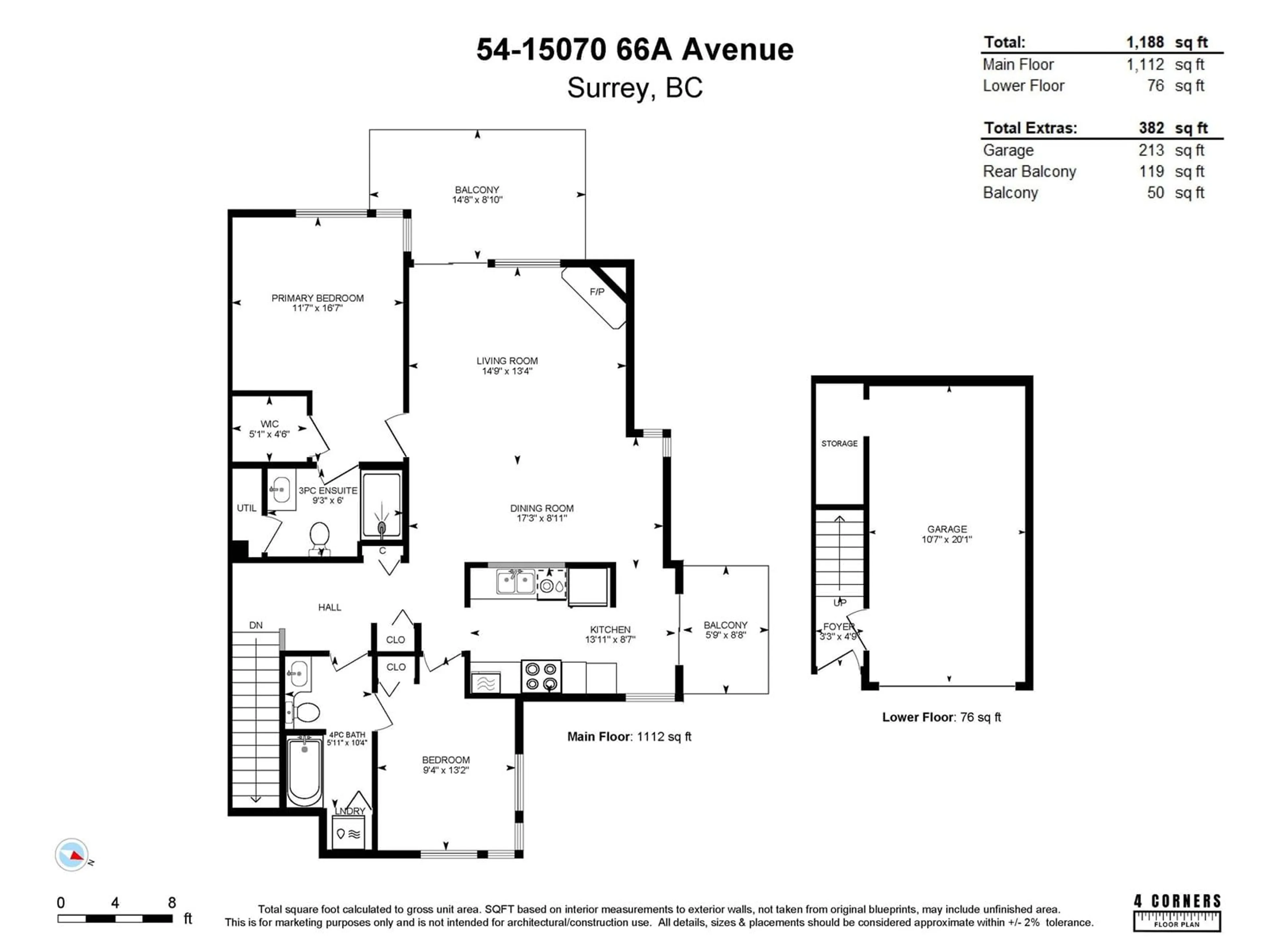 Floor plan for 54 - 15070 66A, Surrey British Columbia V3S4A2